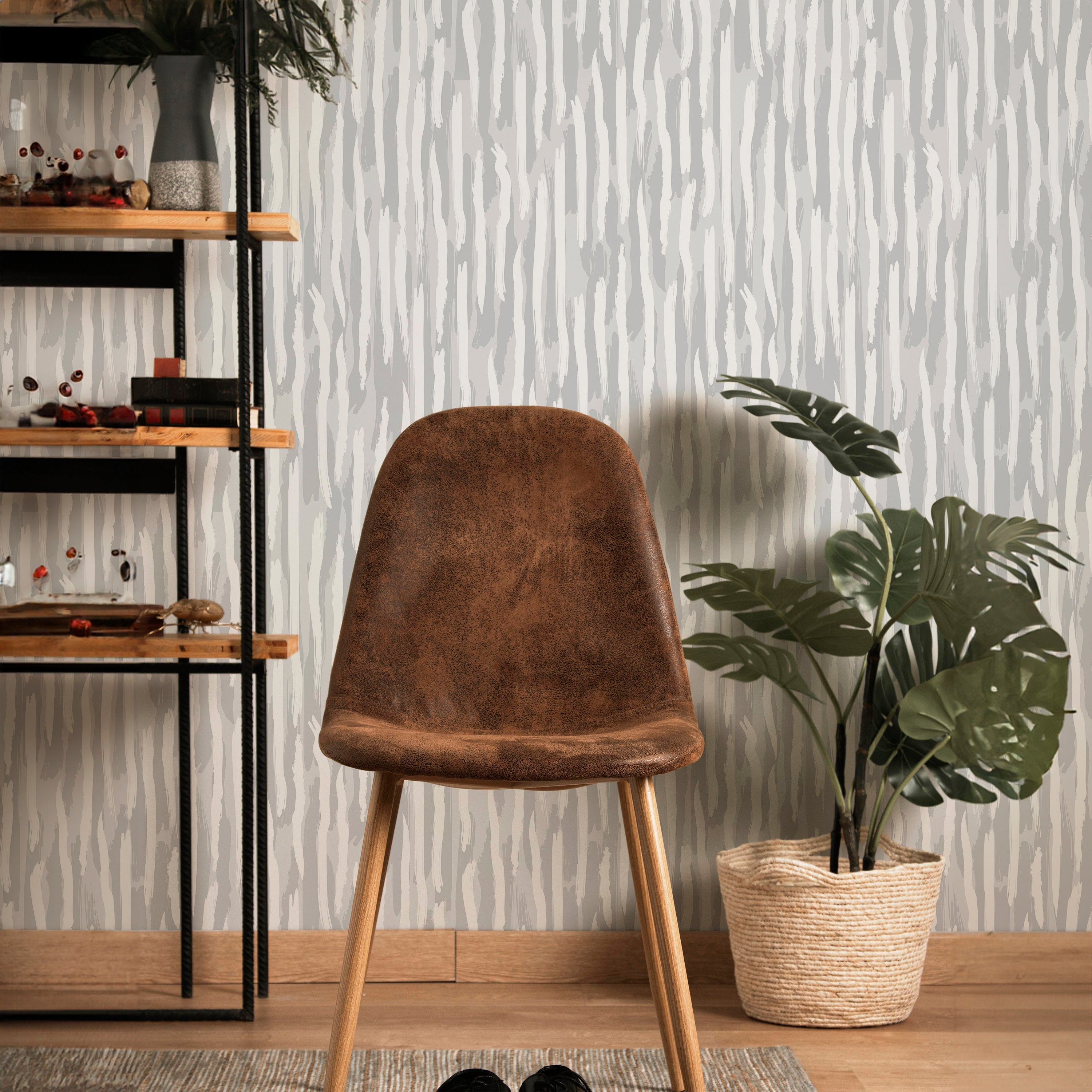 Brush Palette Peel and Stick Wallpaper, Removable Wallpaper, Traditional Wallpaper - Gray | DeccoPrint
