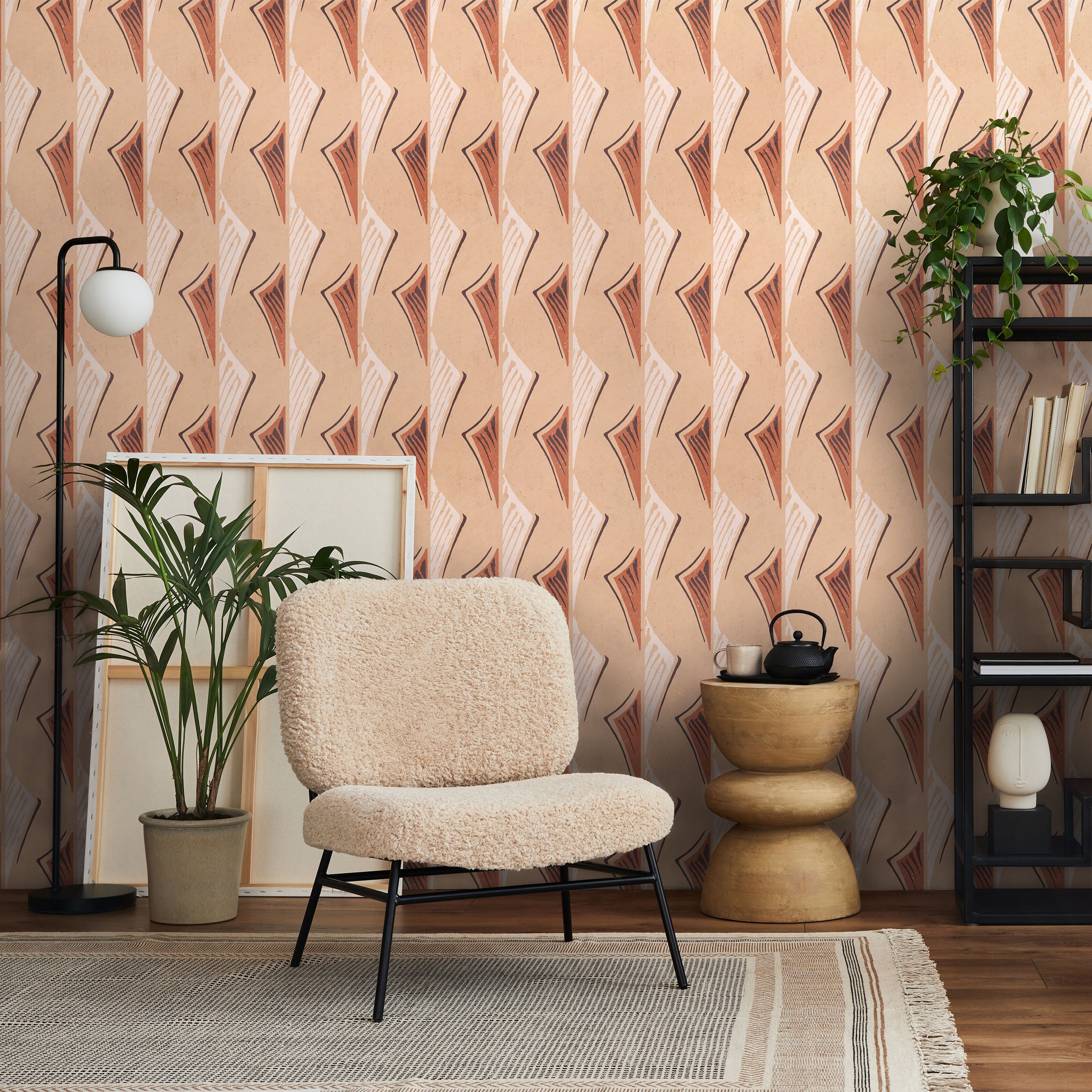Furuya Korin x Dancing Fans Peel and Stick Wallpaper, Removable Wallpaper, Traditional Wallpaper - Faded Brown | DeccoPrint