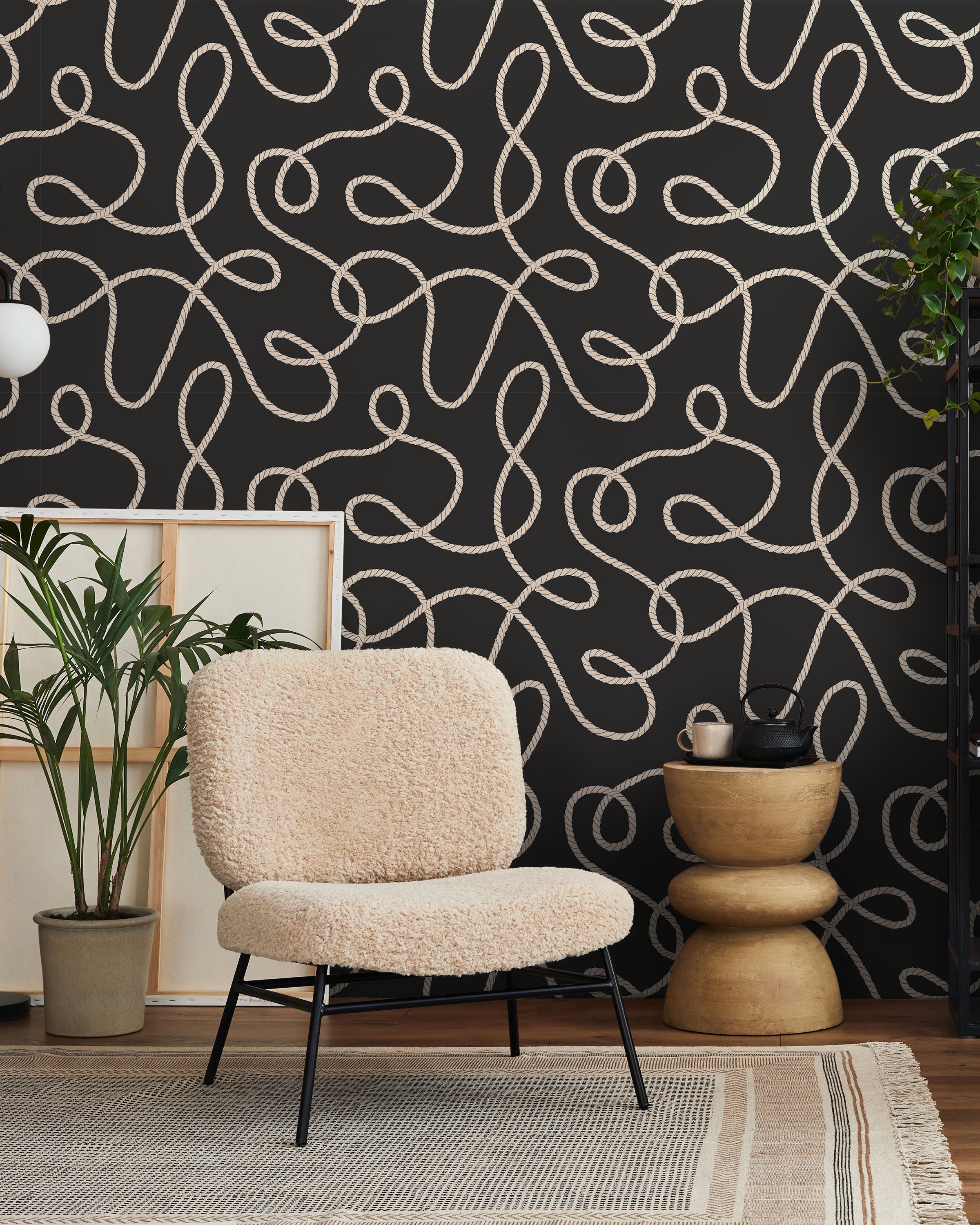 Twist and Tangle Peel and Stick Wallpaper, Removable Wallpaper, Traditional Wallpaper - Dark Gray | DeccoPrint