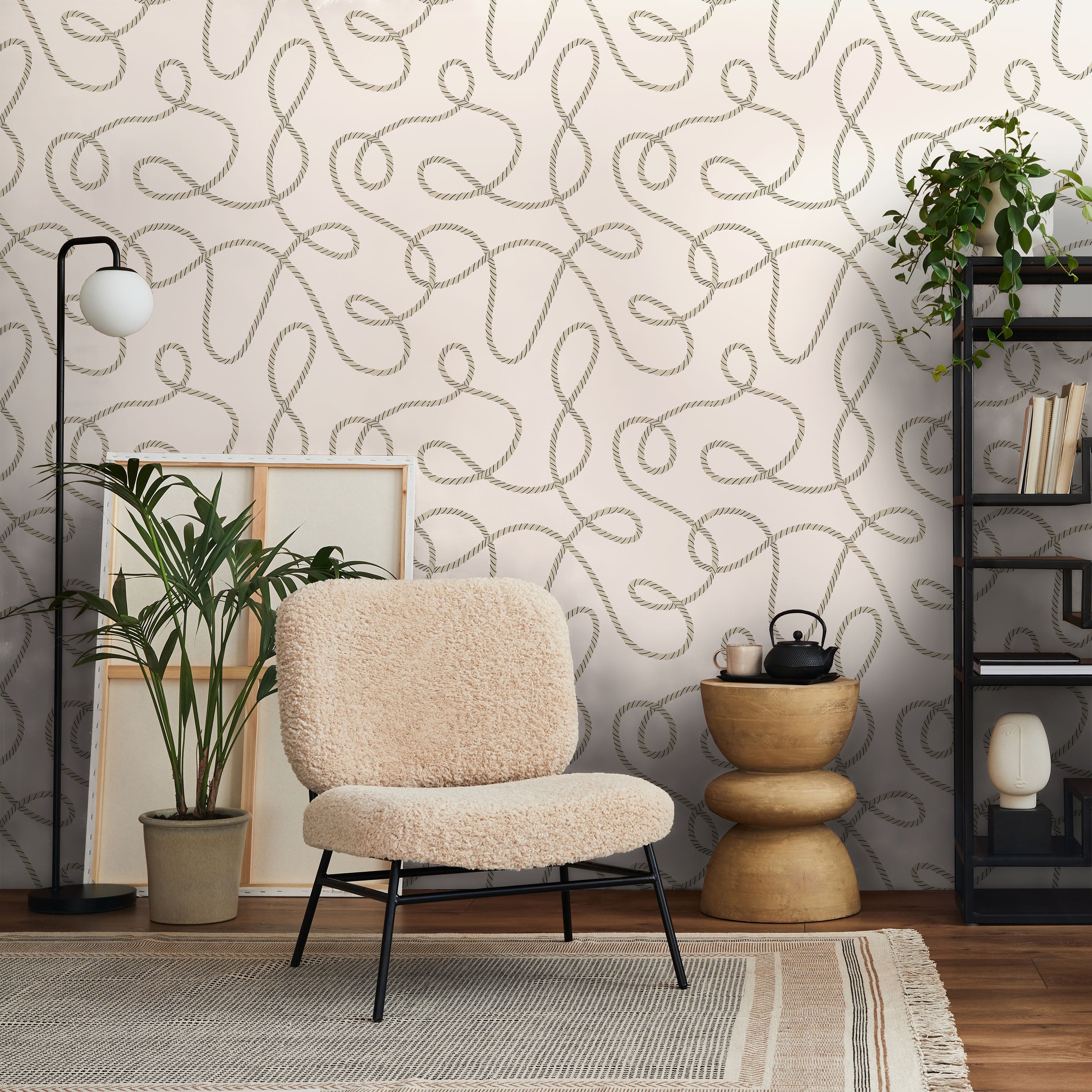 Twist and Tangle Peel and Stick Wallpaper, Removable Wallpaper, Traditional Wallpaper - Light Beige | DeccoPrint