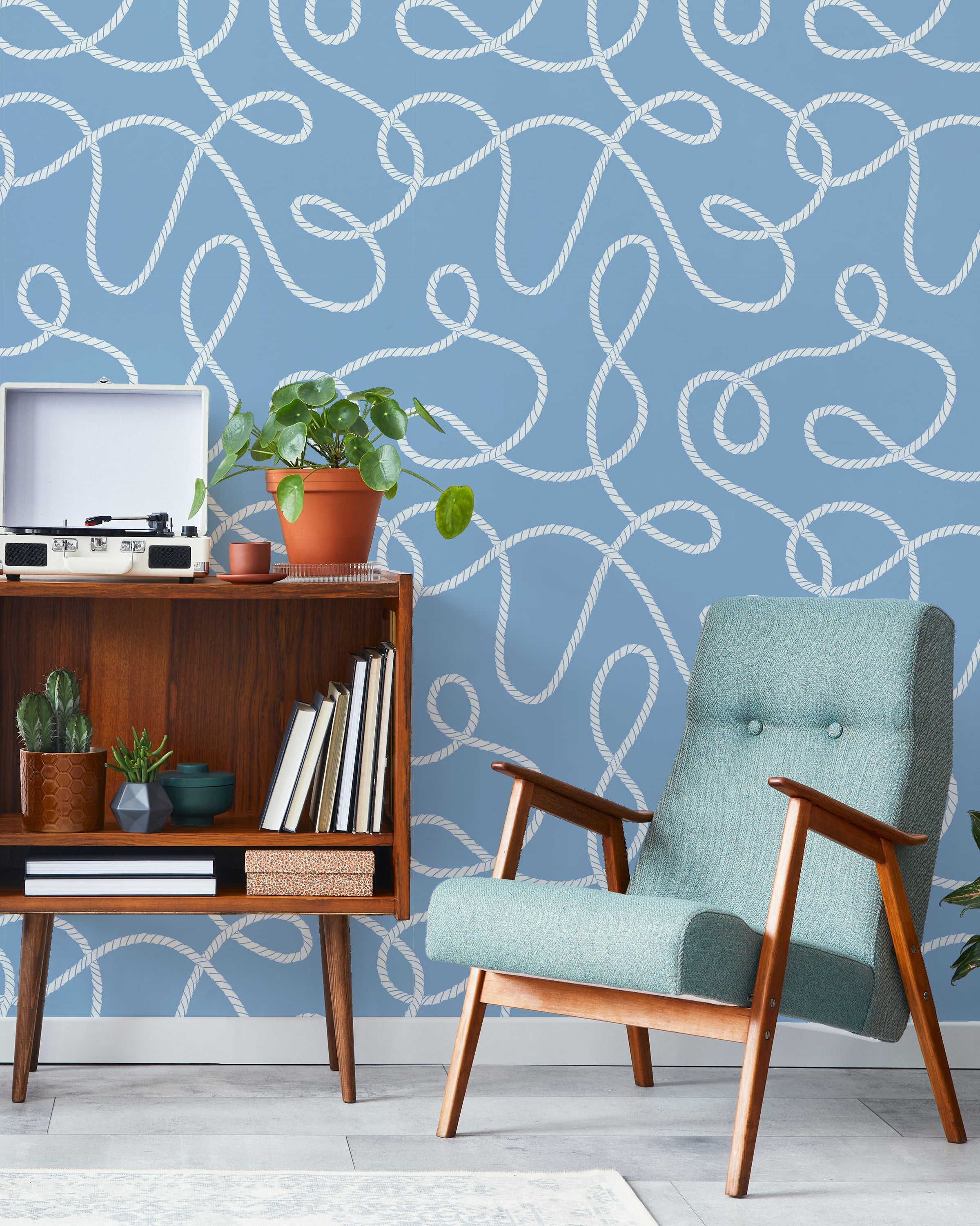 Twist and Tangle Peel and Stick Wallpaper, Removable Wallpaper, Traditional Wallpaper - Pale Blue | DeccoPrint