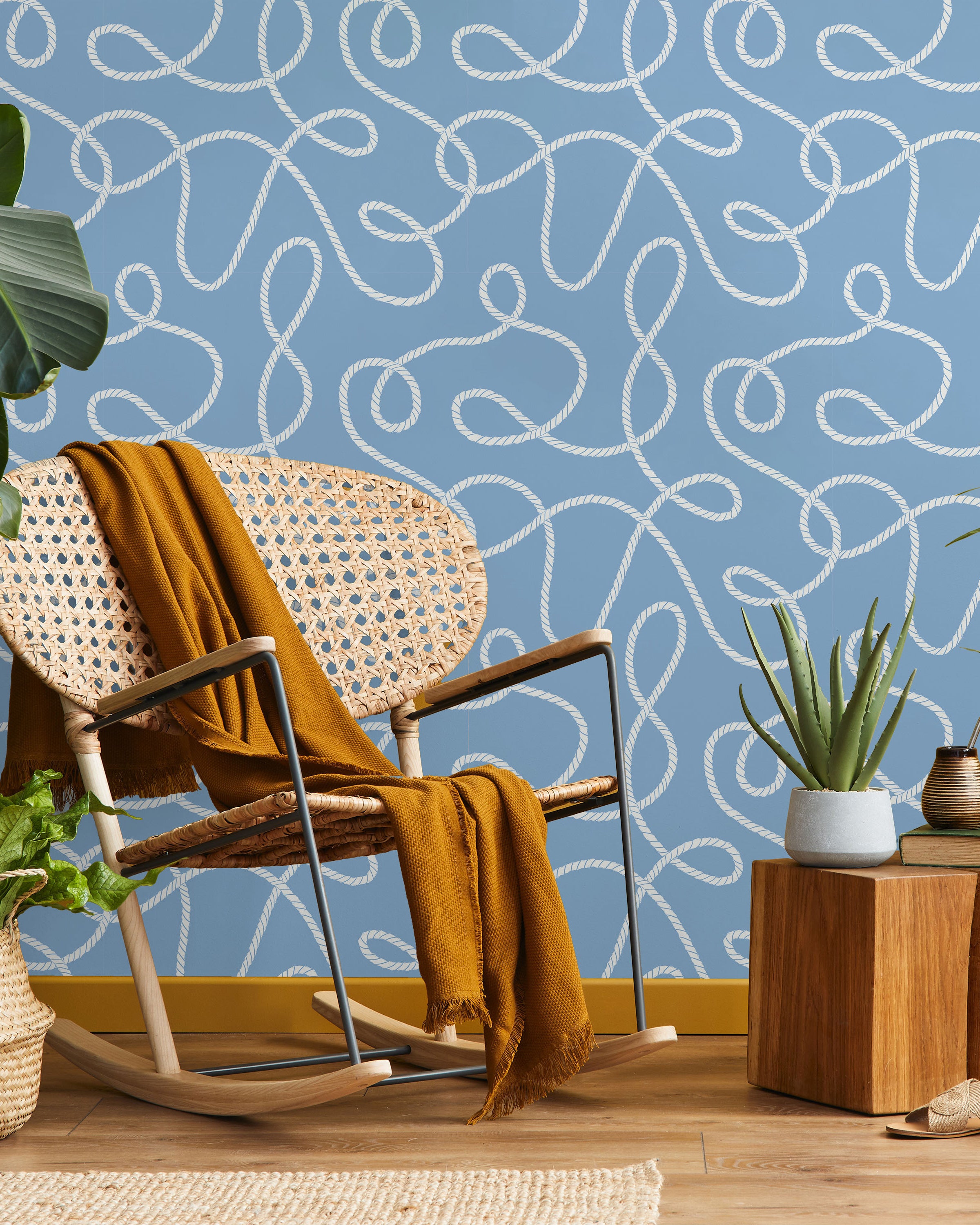 Twist and Tangle Peel and Stick Wallpaper, Removable Wallpaper, Traditional Wallpaper - Pale Blue | DeccoPrint