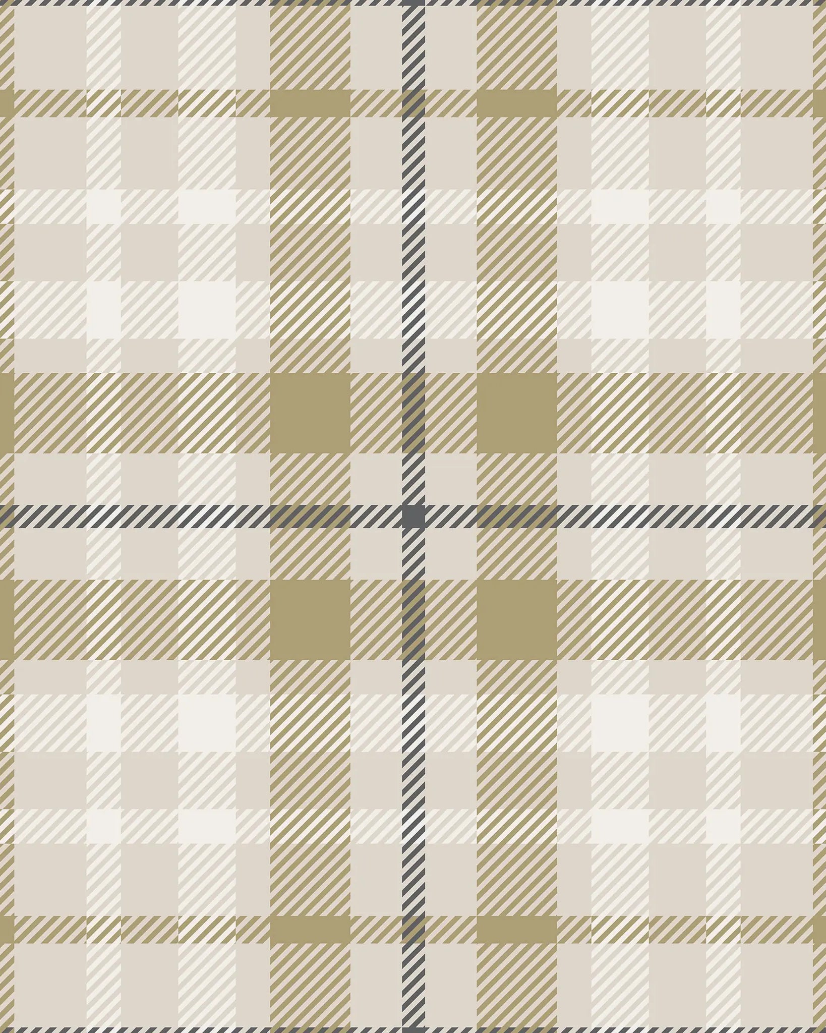Plaid pattern with beige, brown, and gray colors on a fabric texture background