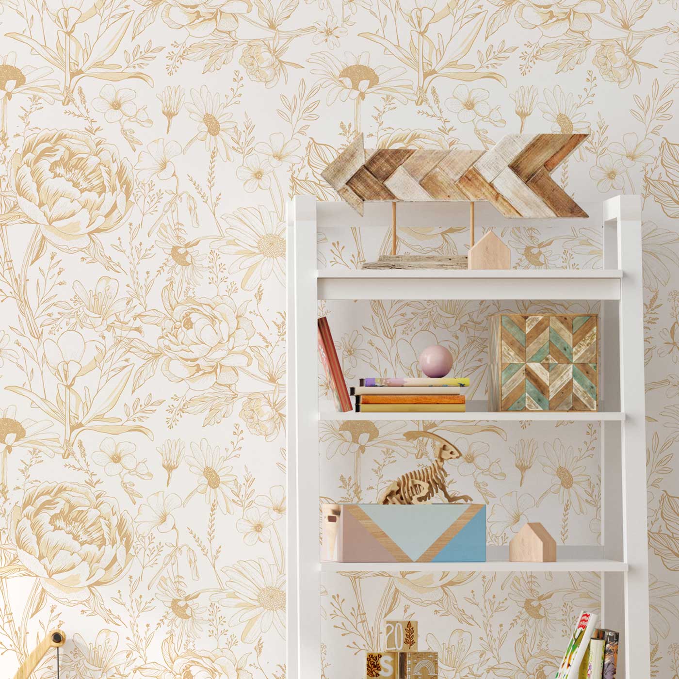 The Gold Garden Peel and Stick Wallpaper, Removable Wallpaper, Traditional Wallpaper | DeccoPrint