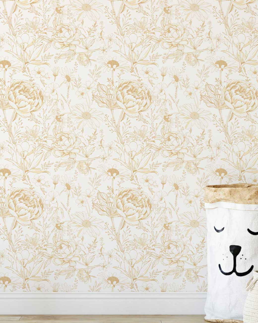 The Gold Garden Peel and Stick Wallpaper, Removable Wallpaper, Traditional Wallpaper | DeccoPrint