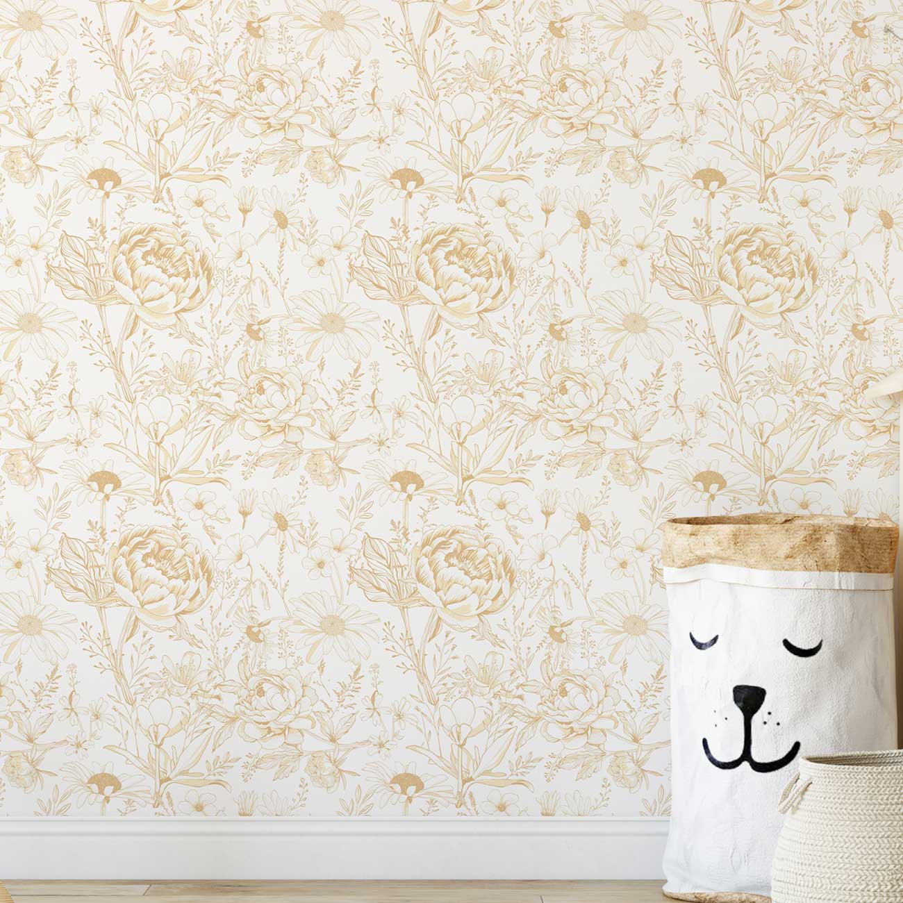 The Gold Garden Peel and Stick Wallpaper, Removable Wallpaper, Traditional Wallpaper | DeccoPrint