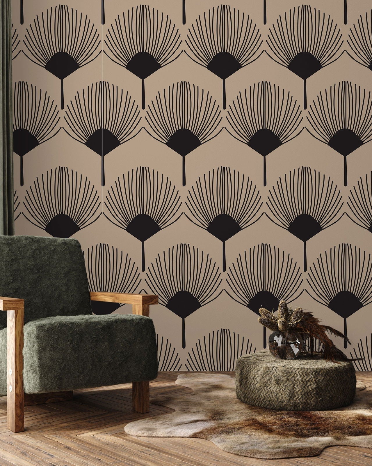 Tropical Deco Peel and Stick Wallpaper, Removable Wallpaper, Traditional Wallpaper | DeccoPrint