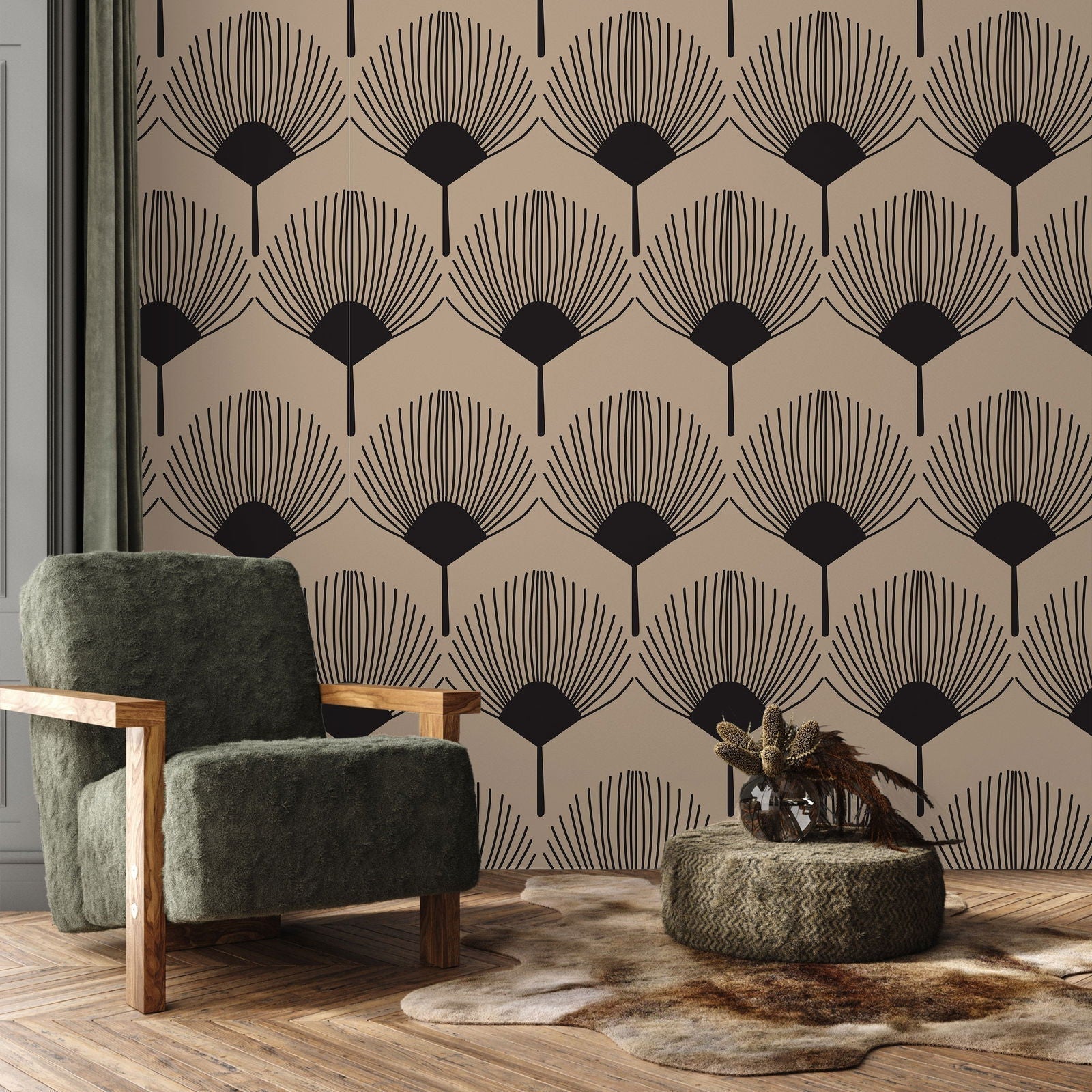 Tropical Deco Peel and Stick Wallpaper, Removable Wallpaper, Traditional Wallpaper | DeccoPrint