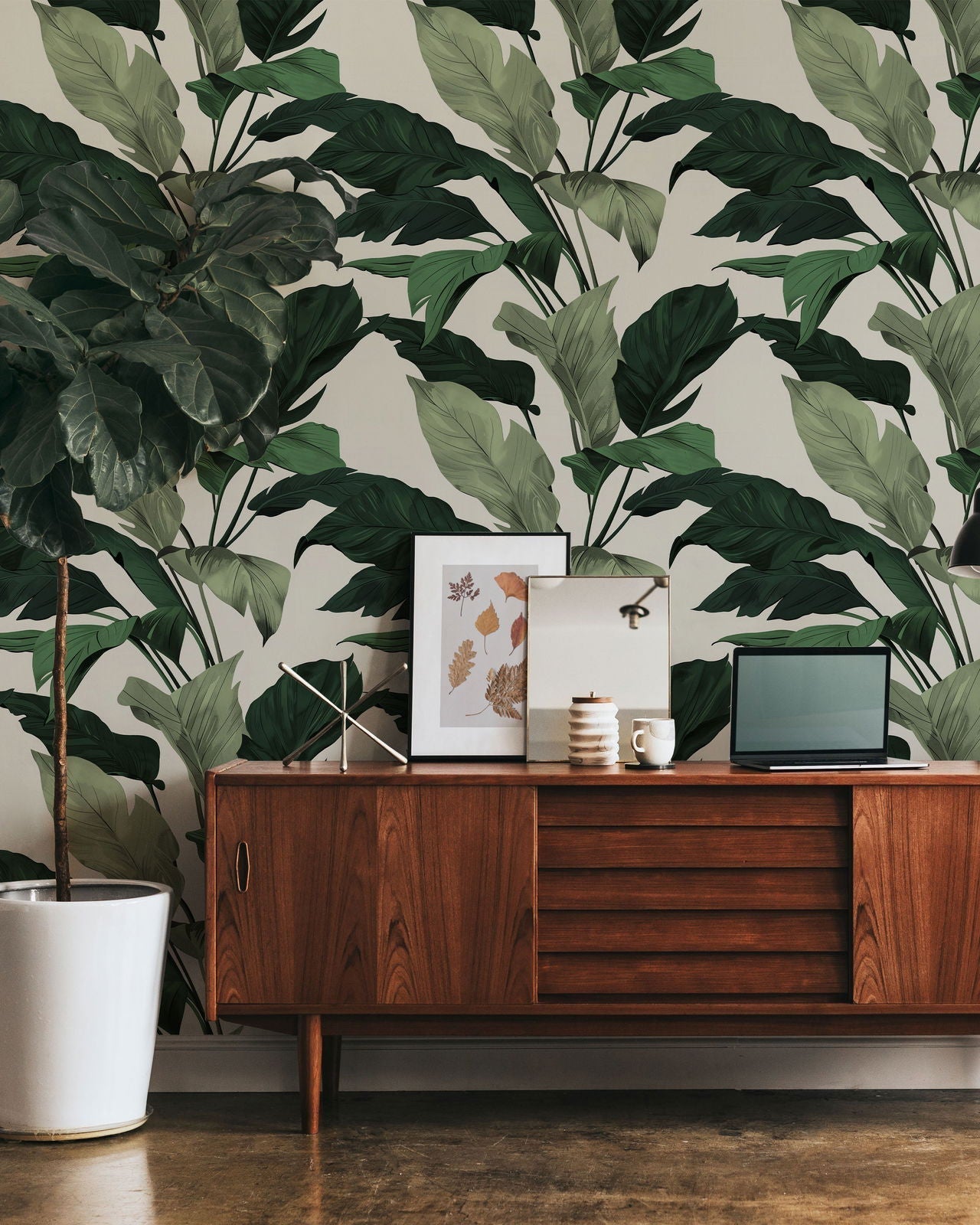 Tropical Elegance Peel and Stick Wallpaper, Removable Wallpaper, Traditional Wallpaper - Green | DeccoPrint