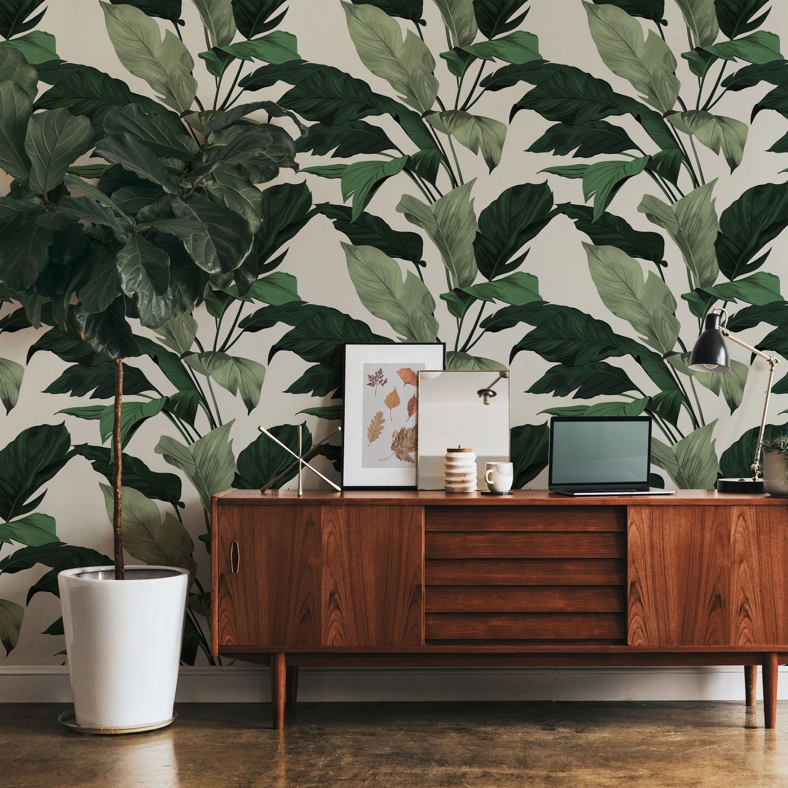 Tropical Elegance Peel and Stick Wallpaper, Removable Wallpaper, Traditional Wallpaper - Green | DeccoPrint