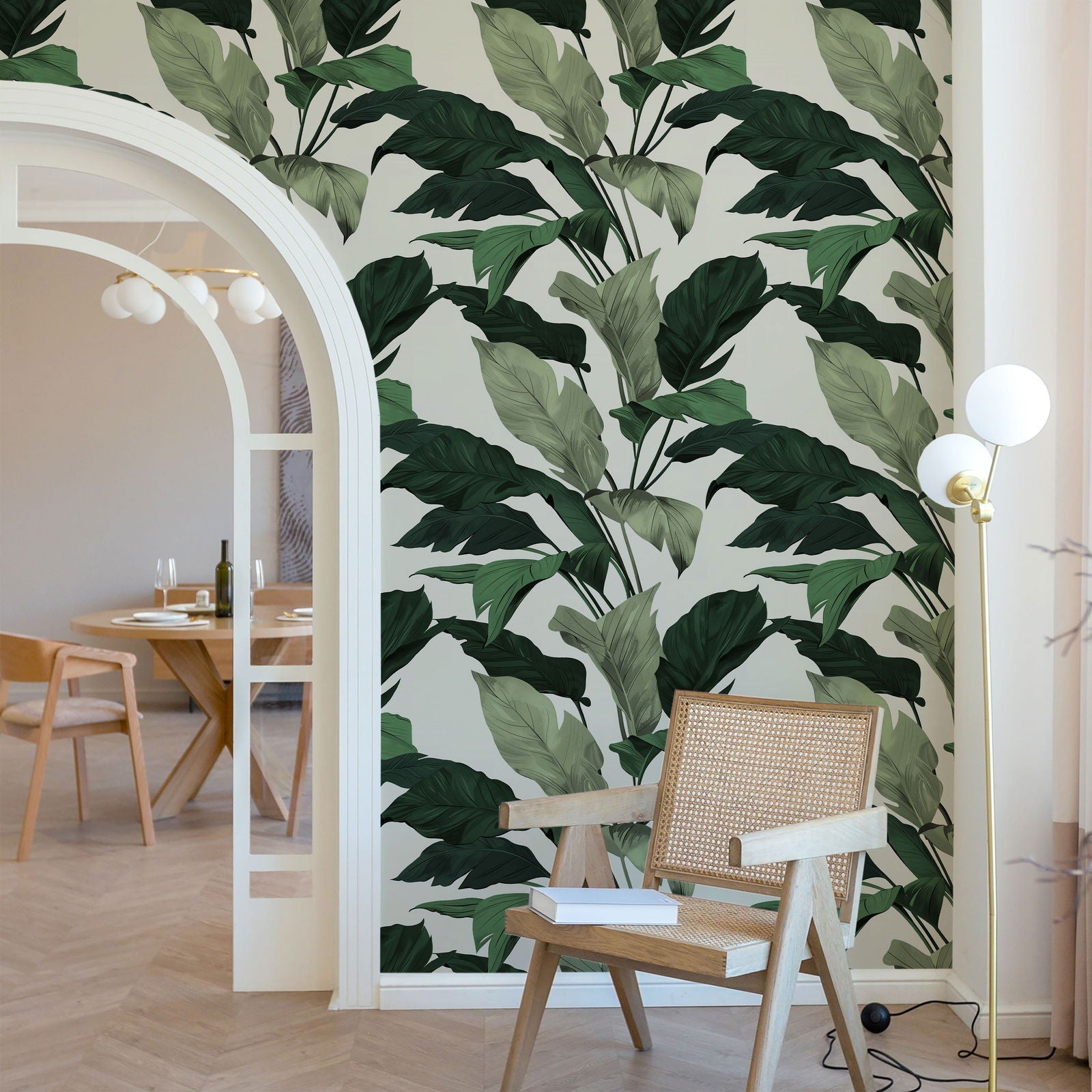 Tropical Elegance Peel and Stick Wallpaper, Removable Wallpaper, Traditional Wallpaper - Green | DeccoPrint