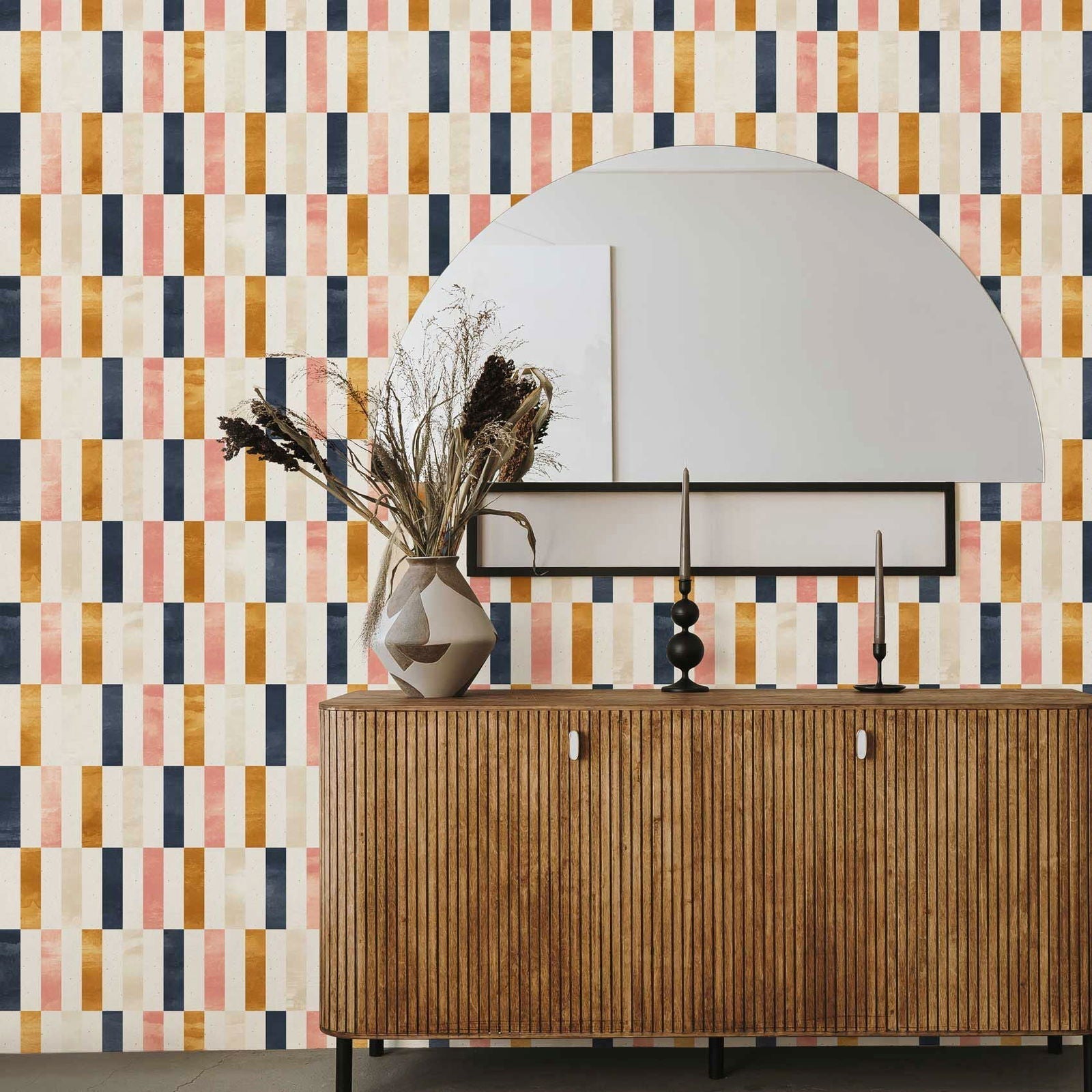 Vertical Rectangles Peel and Stick Wallpaper, Removable Wallpaper, Traditional Wallpaper | DeccoPrint