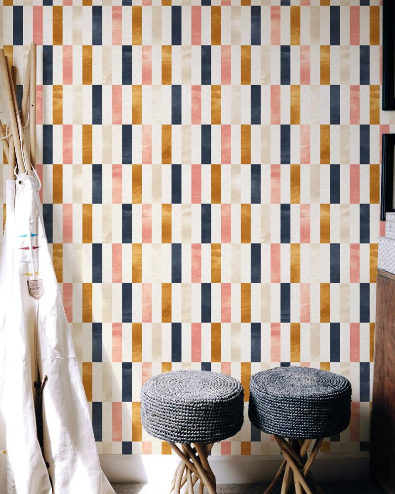 Vertical Rectangles Peel and Stick Wallpaper, Removable Wallpaper, Traditional Wallpaper | DeccoPrint