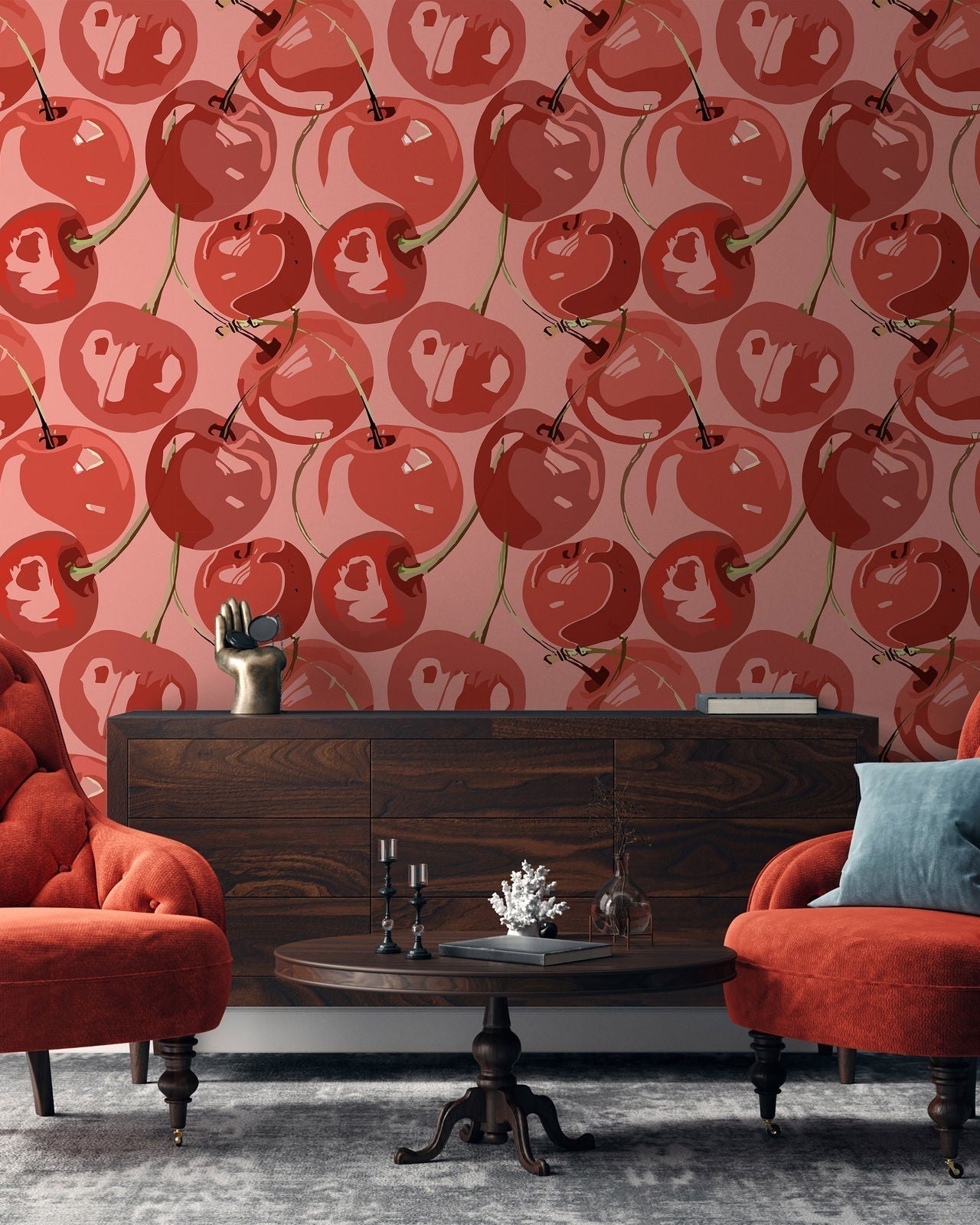 Very Cherry Peel and Stick Wallpaper, Removable Wallpaper, Traditional Wallpaper | DeccoPrint