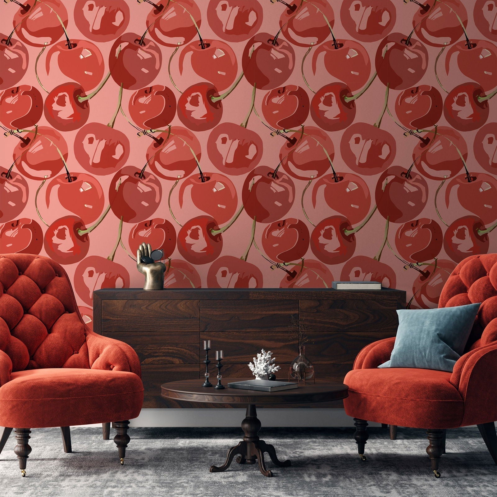 Very Cherry Peel and Stick Wallpaper, Removable Wallpaper, Traditional Wallpaper | DeccoPrint