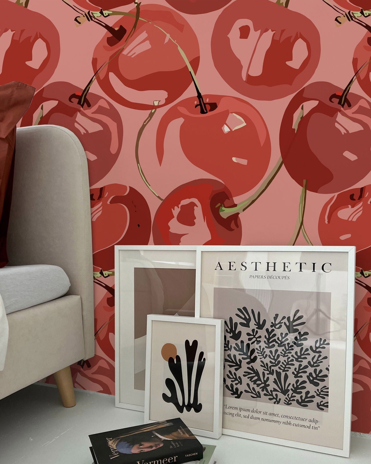Very Cherry Peel and Stick Wallpaper, Removable Wallpaper, Traditional Wallpaper | DeccoPrint
