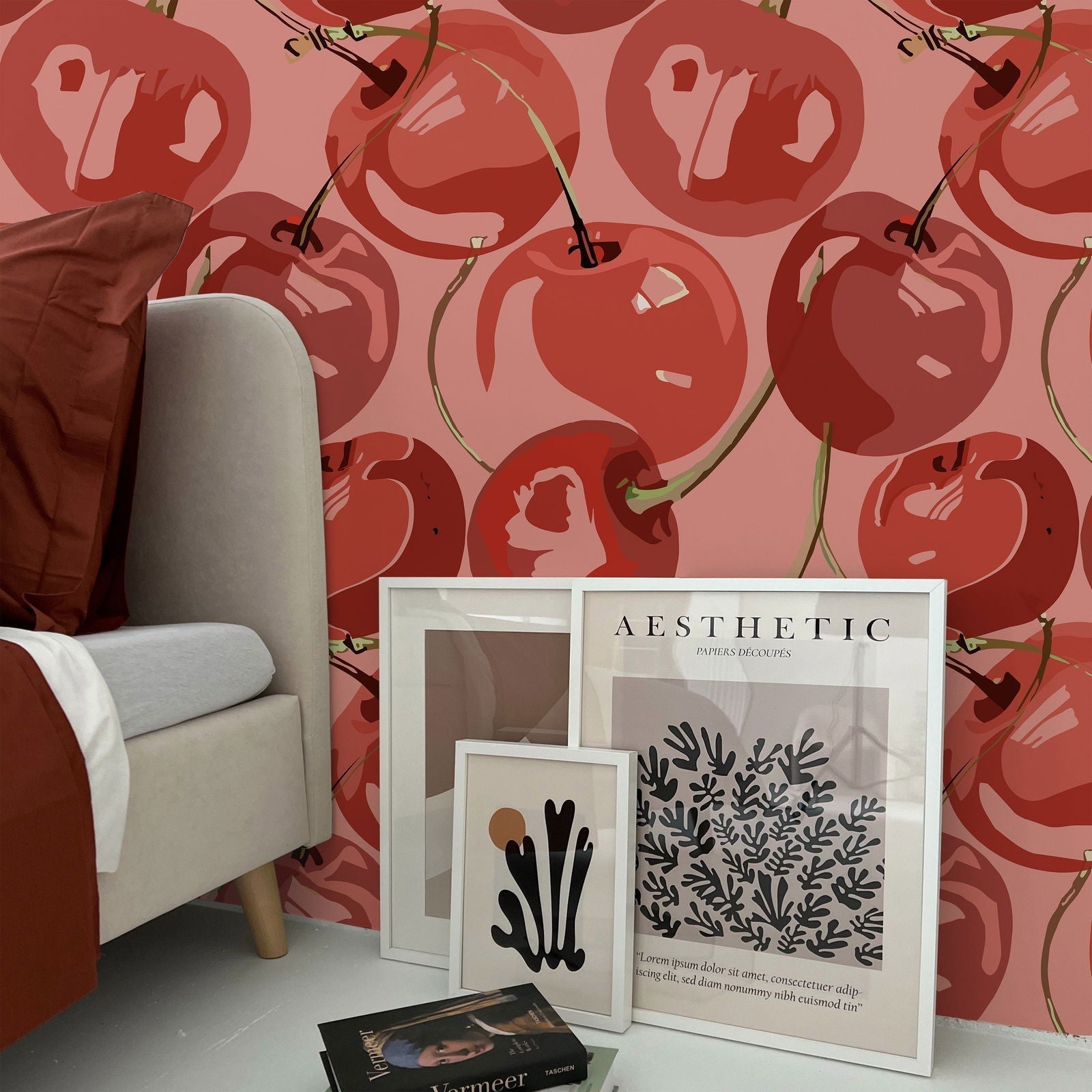 Very Cherry Peel and Stick Wallpaper, Removable Wallpaper, Traditional Wallpaper | DeccoPrint