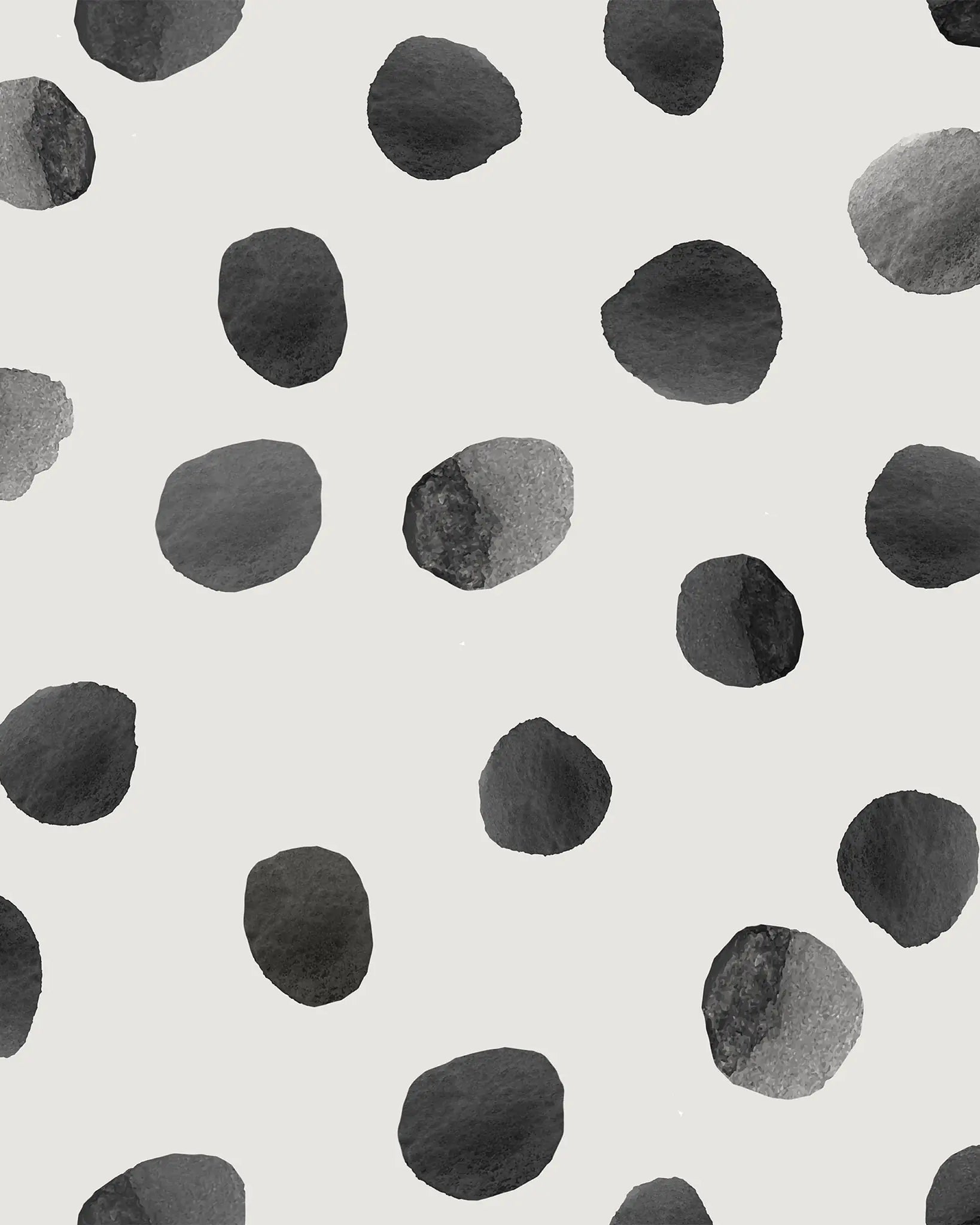 Pattern of black watercolor spots on a light gray background