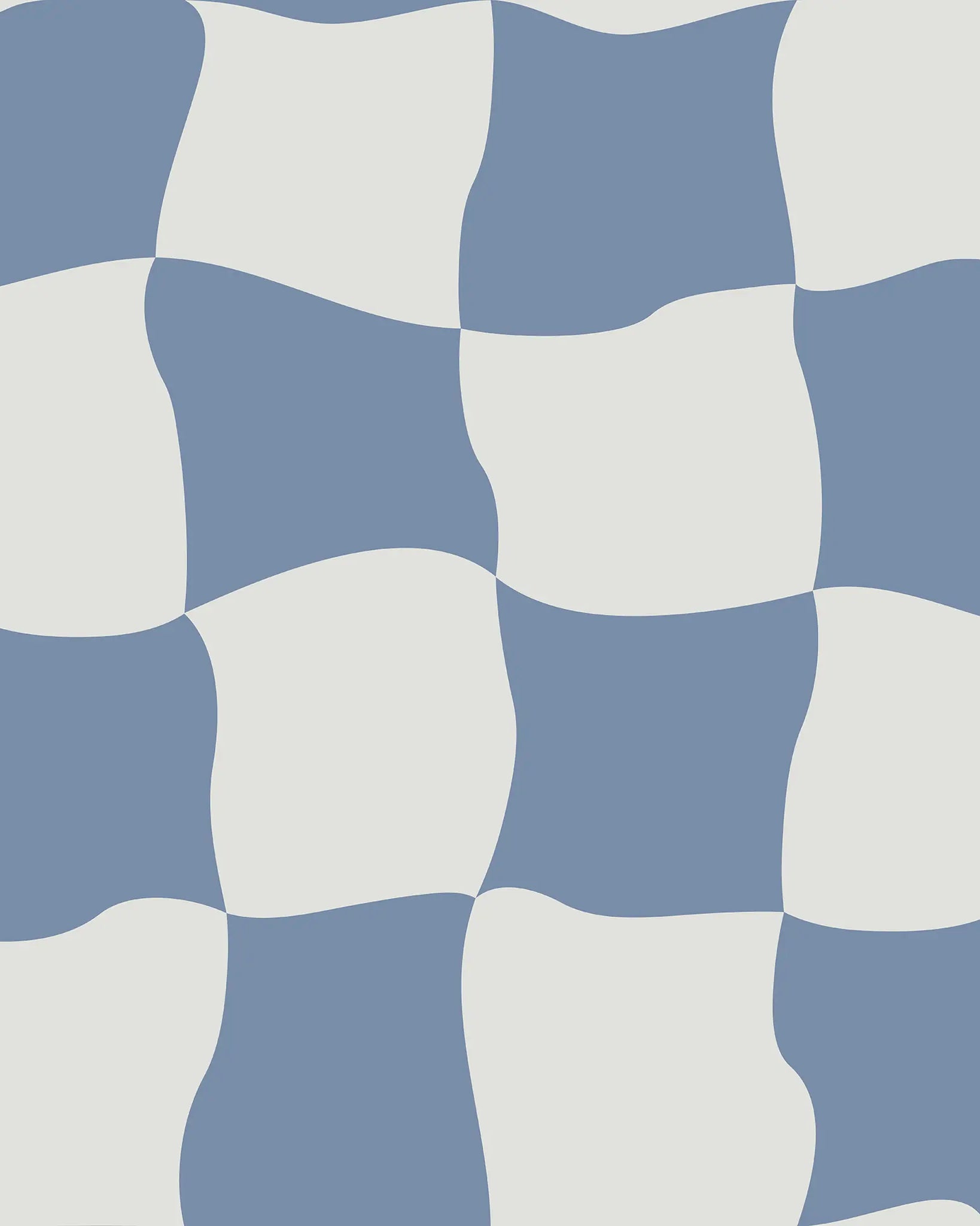 Checkered pattern with blue and white wavy squares