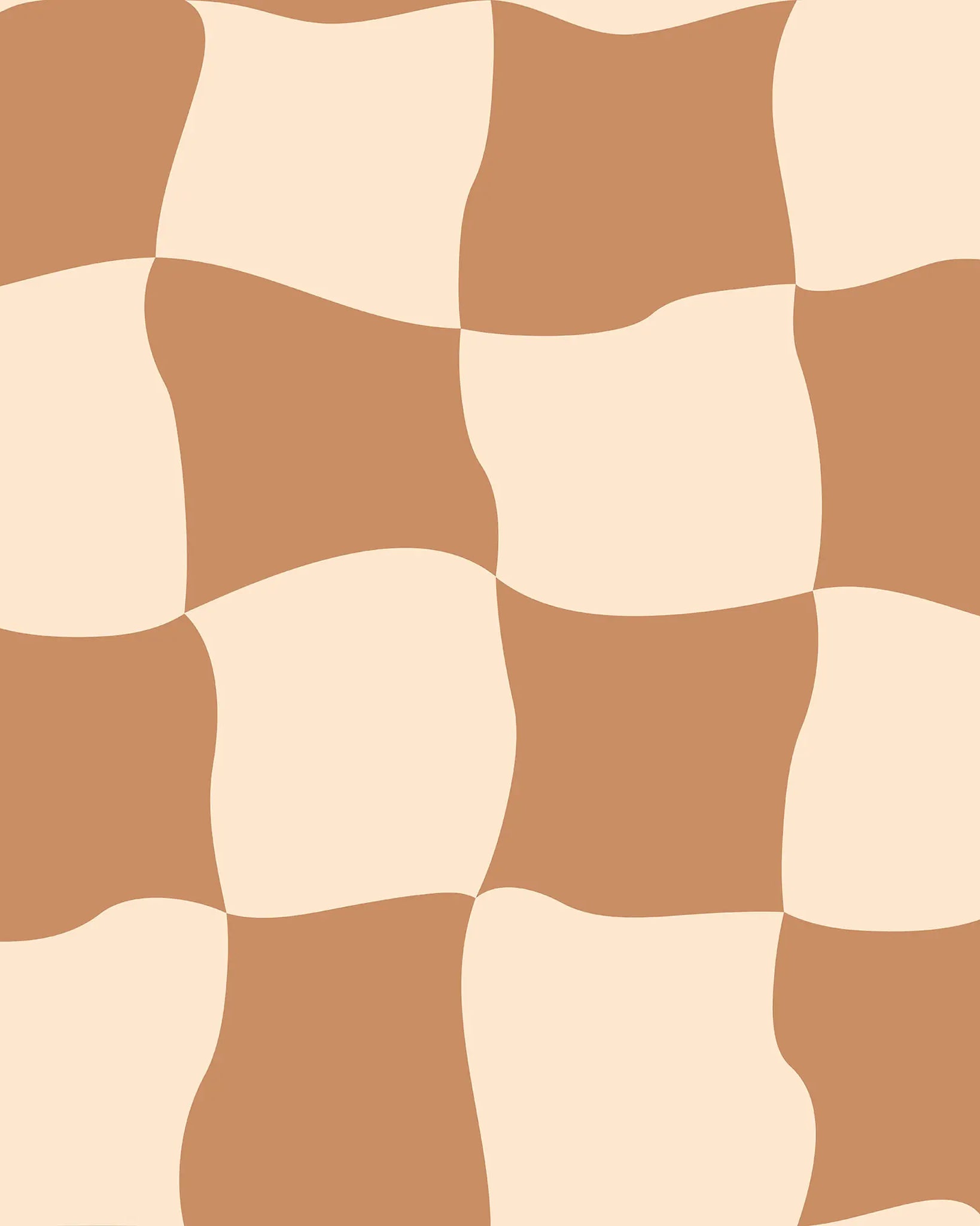Checkered pattern with brown and beige wavy squares