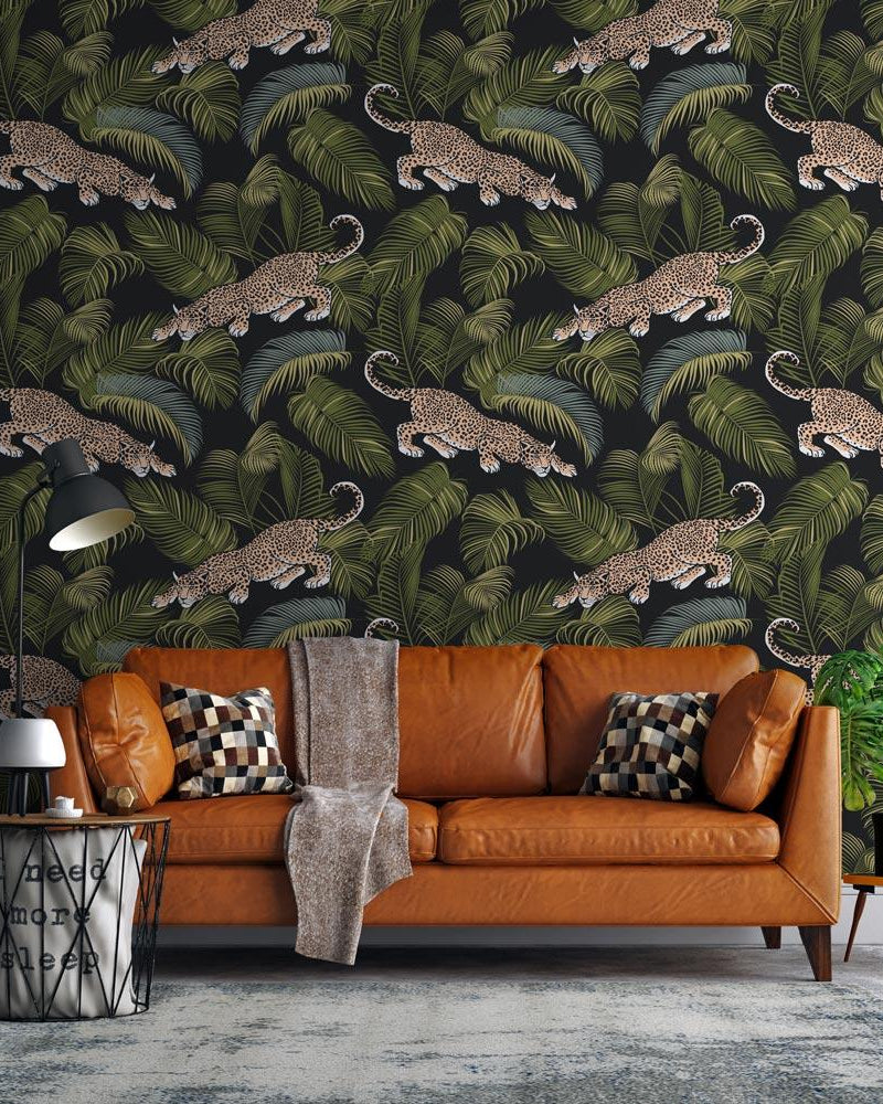 Wild Leopard Peel and Stick Wallpaper, Removable Wallpaper, Traditional Wallpaper | DeccoPrint