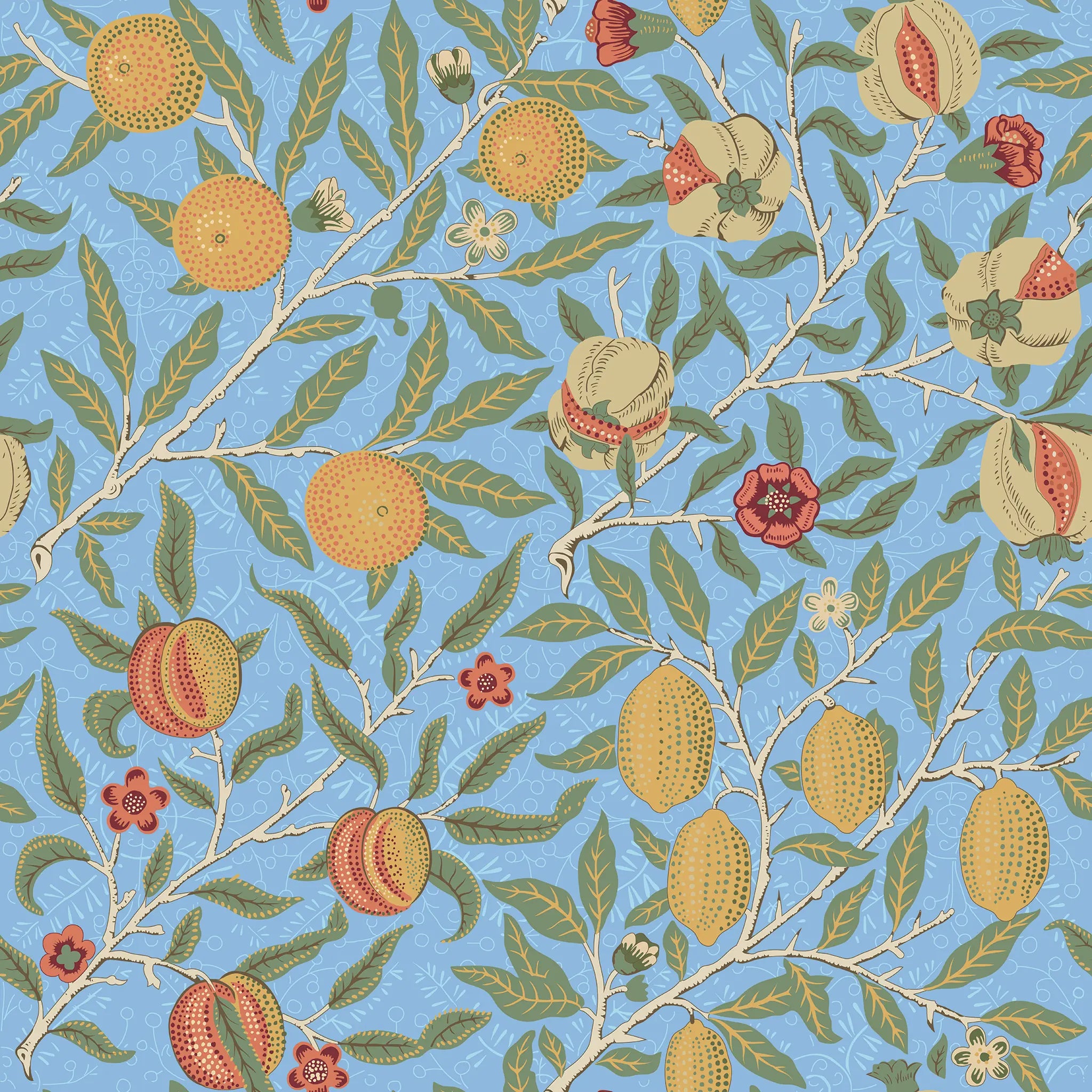 William Morris X Citrus Groove Peel and Stick Wallpaper, Removable Wallpaper, Traditional Wallpaper - Blue | DeccoPrint