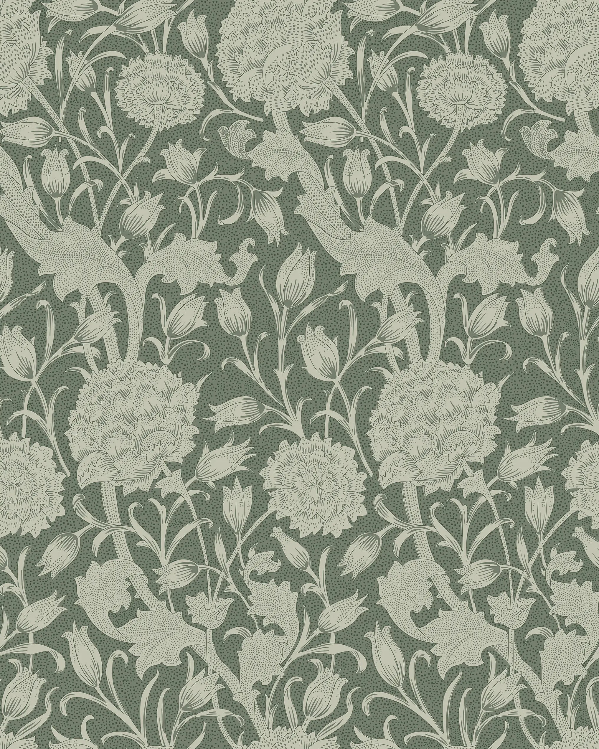 Floral pattern on a green background