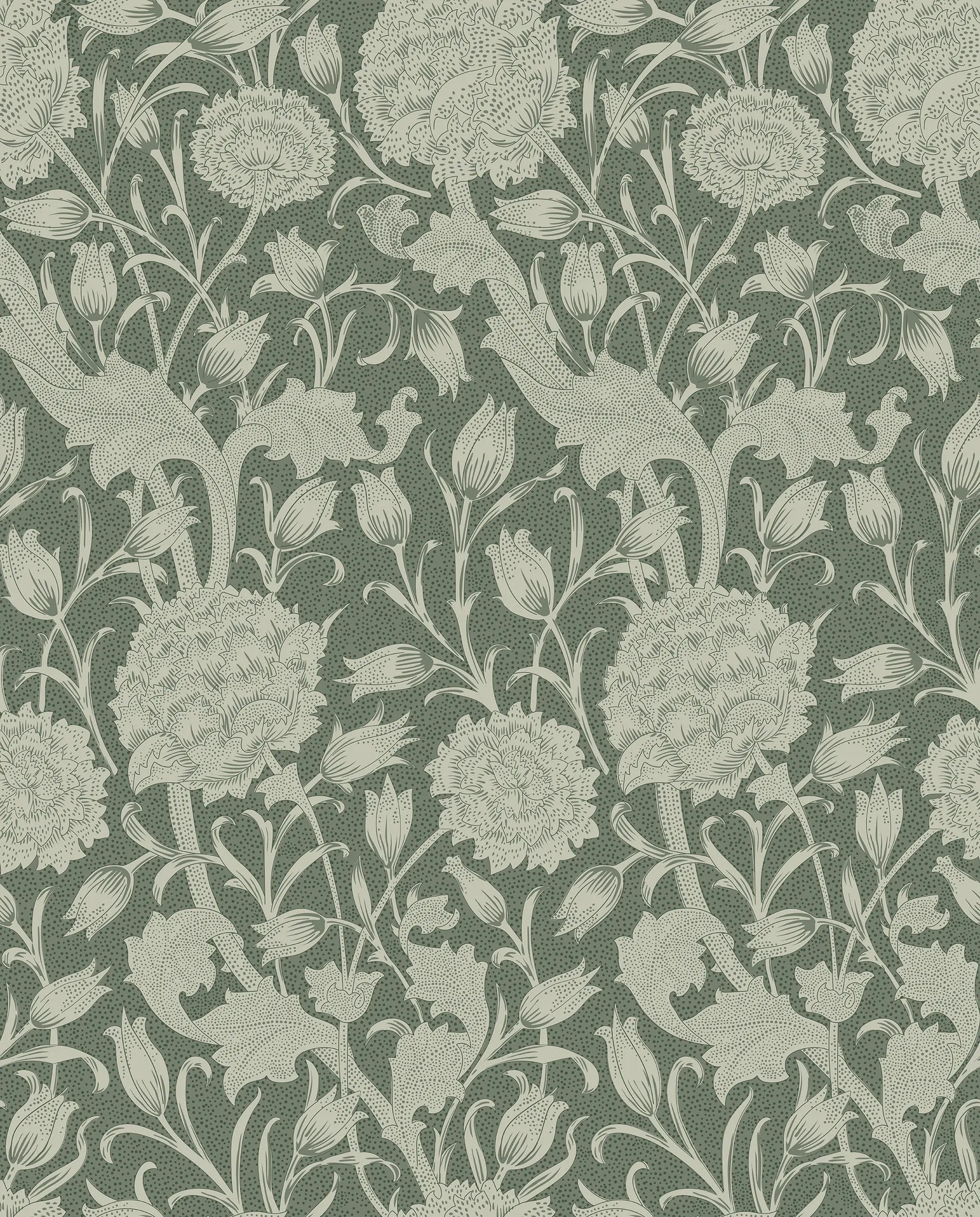 Floral pattern on a green background
