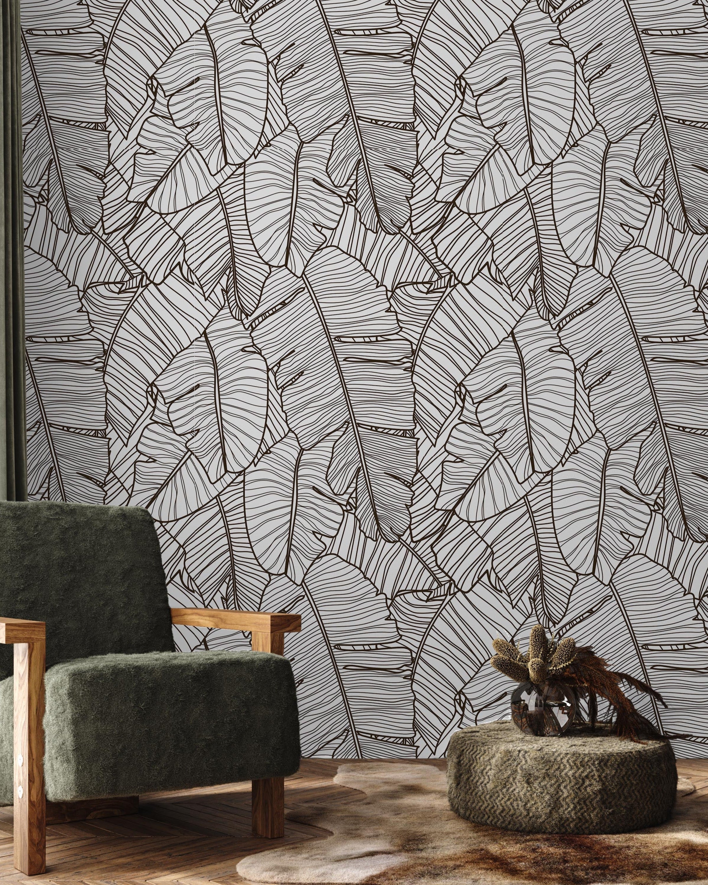 Banana Leaves Peel and Stick Wallpaper, Removable Wallpaper, Traditional Wallpaper | DeccoPrint