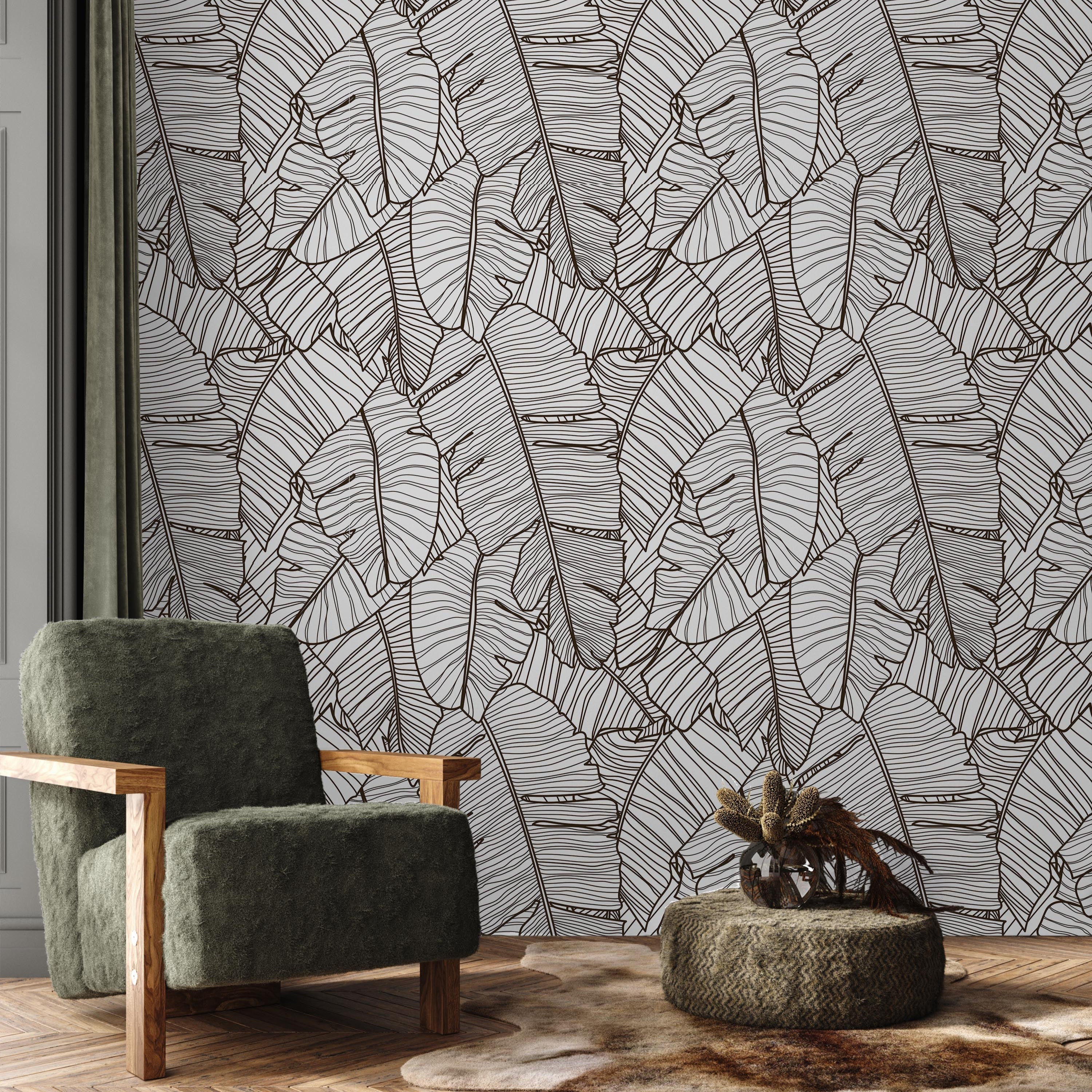 Banana Leaves Peel and Stick Wallpaper, Removable Wallpaper, Traditional Wallpaper | DeccoPrint