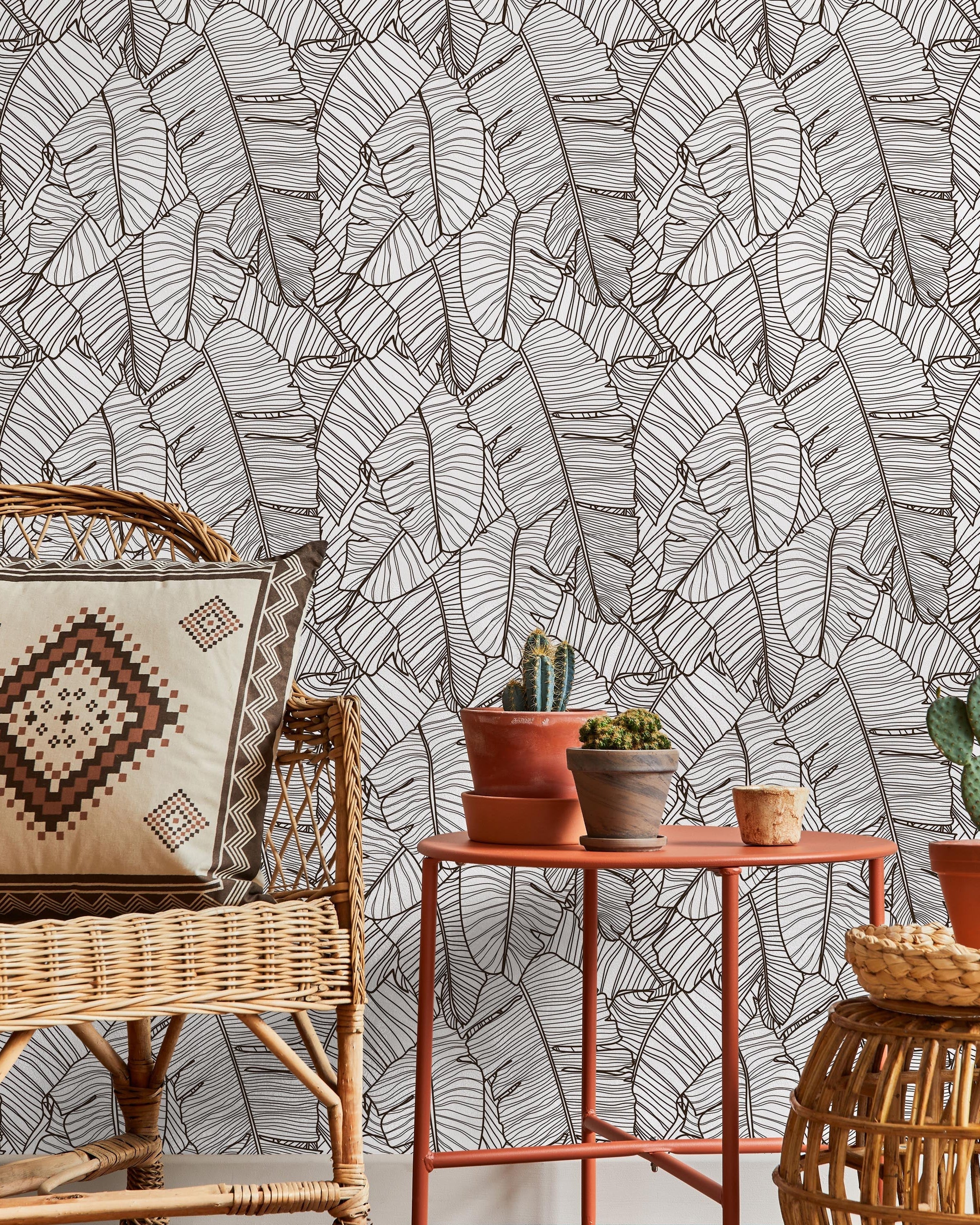Banana Leaves Peel and Stick Wallpaper, Removable Wallpaper, Traditional Wallpaper | DeccoPrint