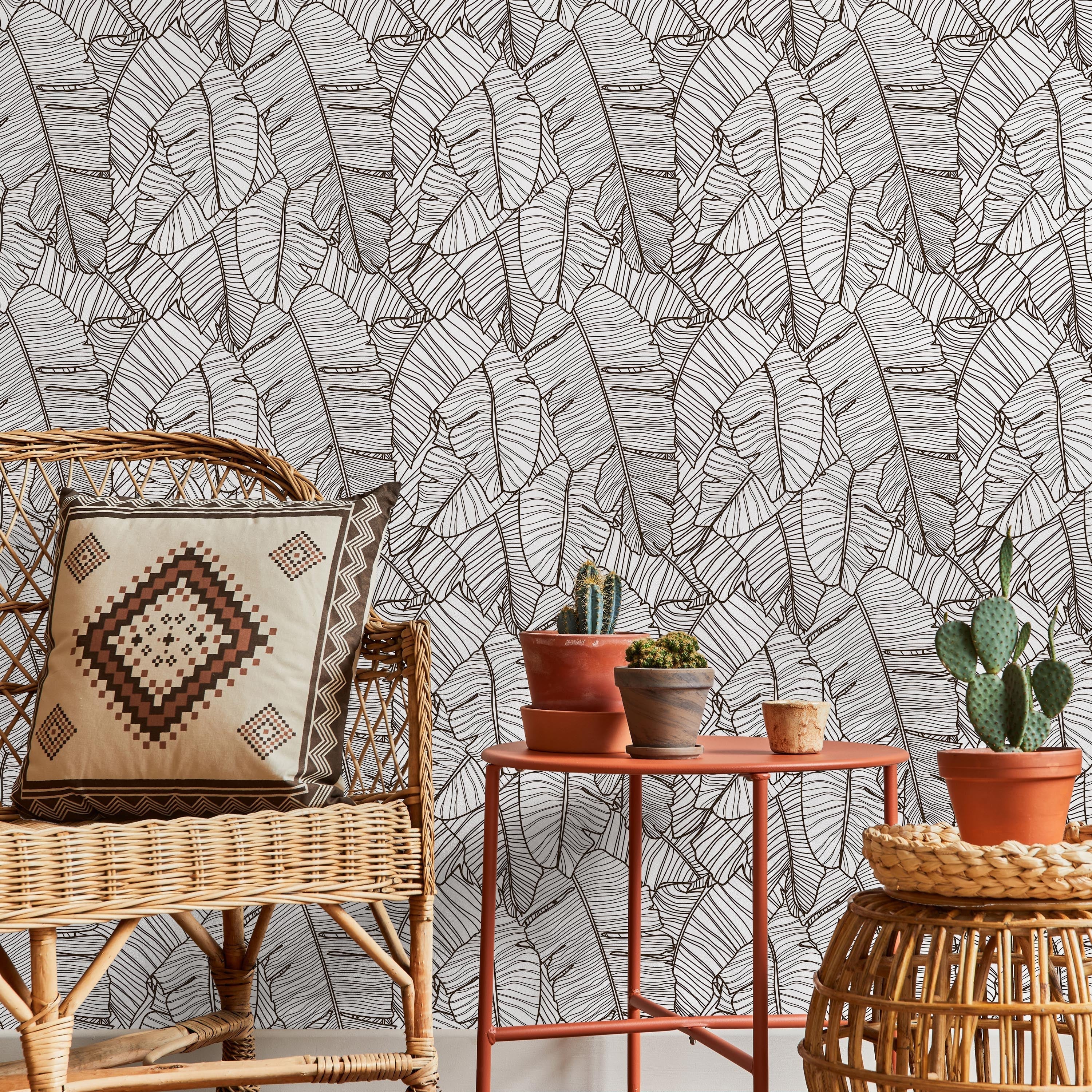 Banana Leaves Peel and Stick Wallpaper, Removable Wallpaper, Traditional Wallpaper | DeccoPrint