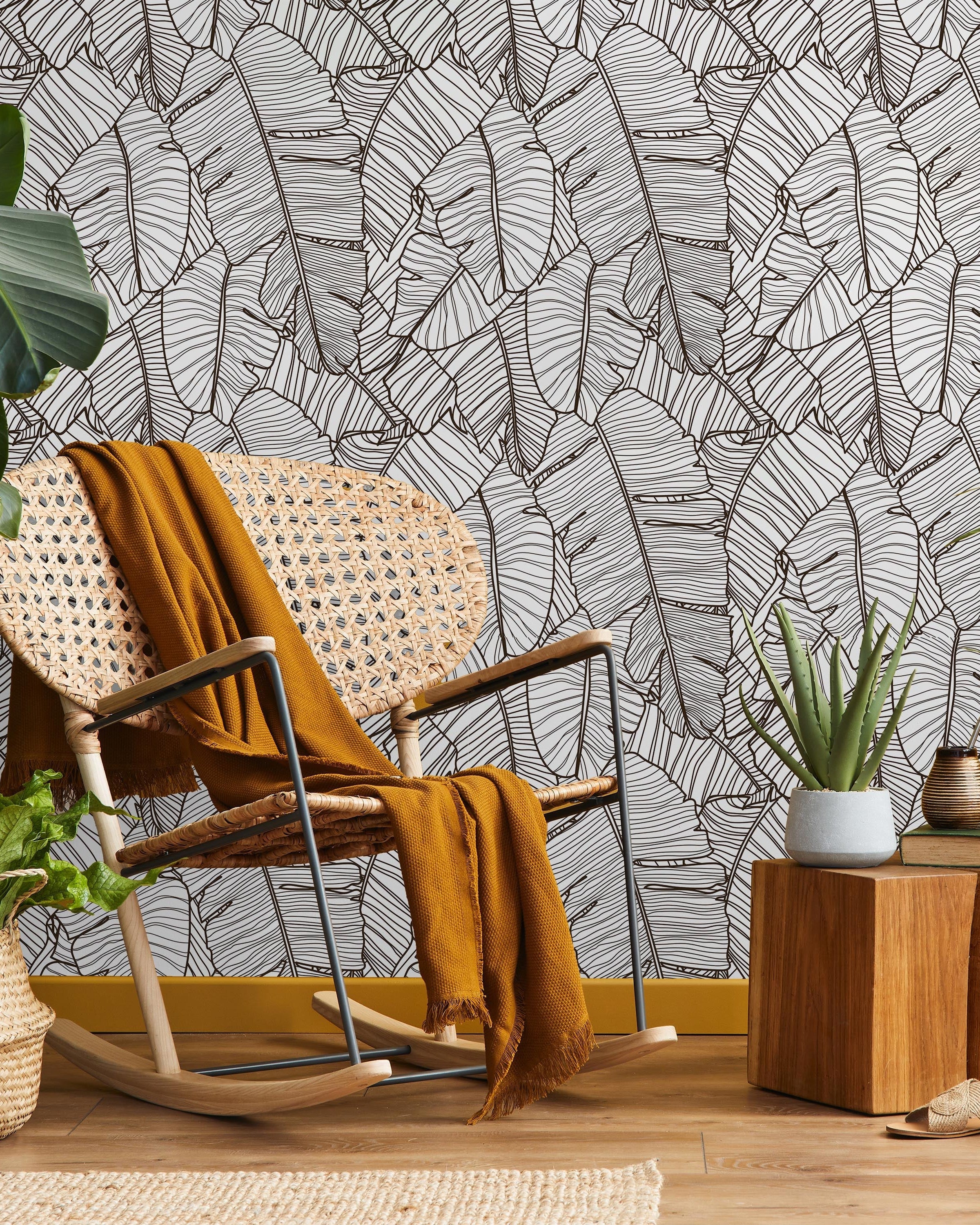 Banana Leaves Peel and Stick Wallpaper, Removable Wallpaper, Traditional Wallpaper | DeccoPrint
