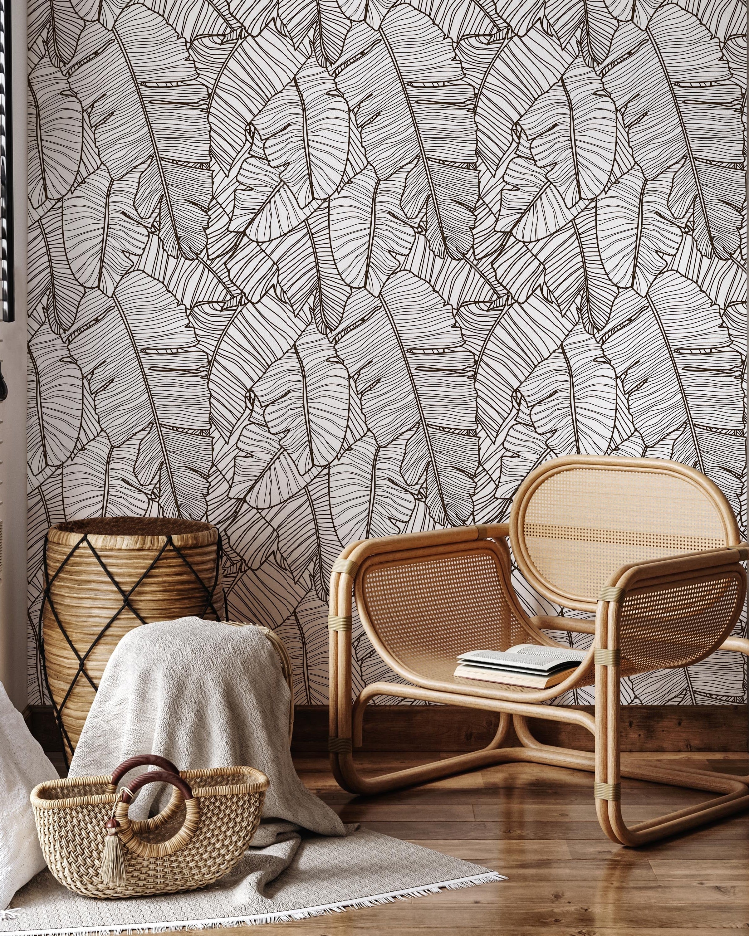 Banana Leaves Peel and Stick Wallpaper, Removable Wallpaper, Traditional Wallpaper | DeccoPrint
