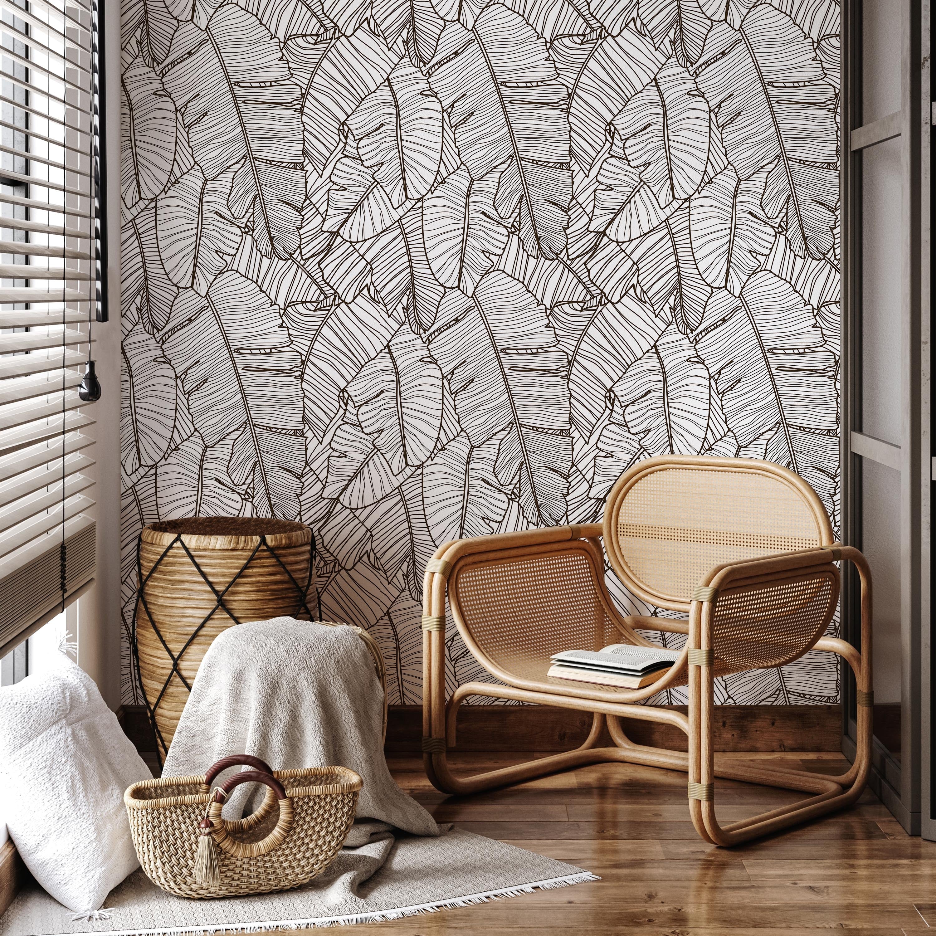 Banana Leaves Peel and Stick Wallpaper, Removable Wallpaper, Traditional Wallpaper | DeccoPrint