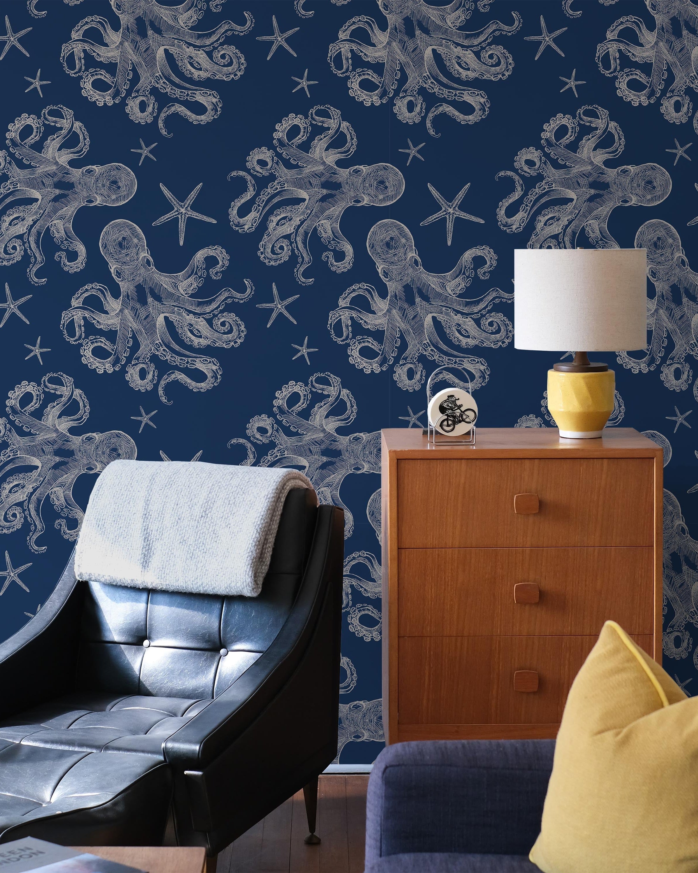 Blue Octopus Peel and Stick Wallpaper, Removable Wallpaper, Traditional Wallpaper | DeccoPrint