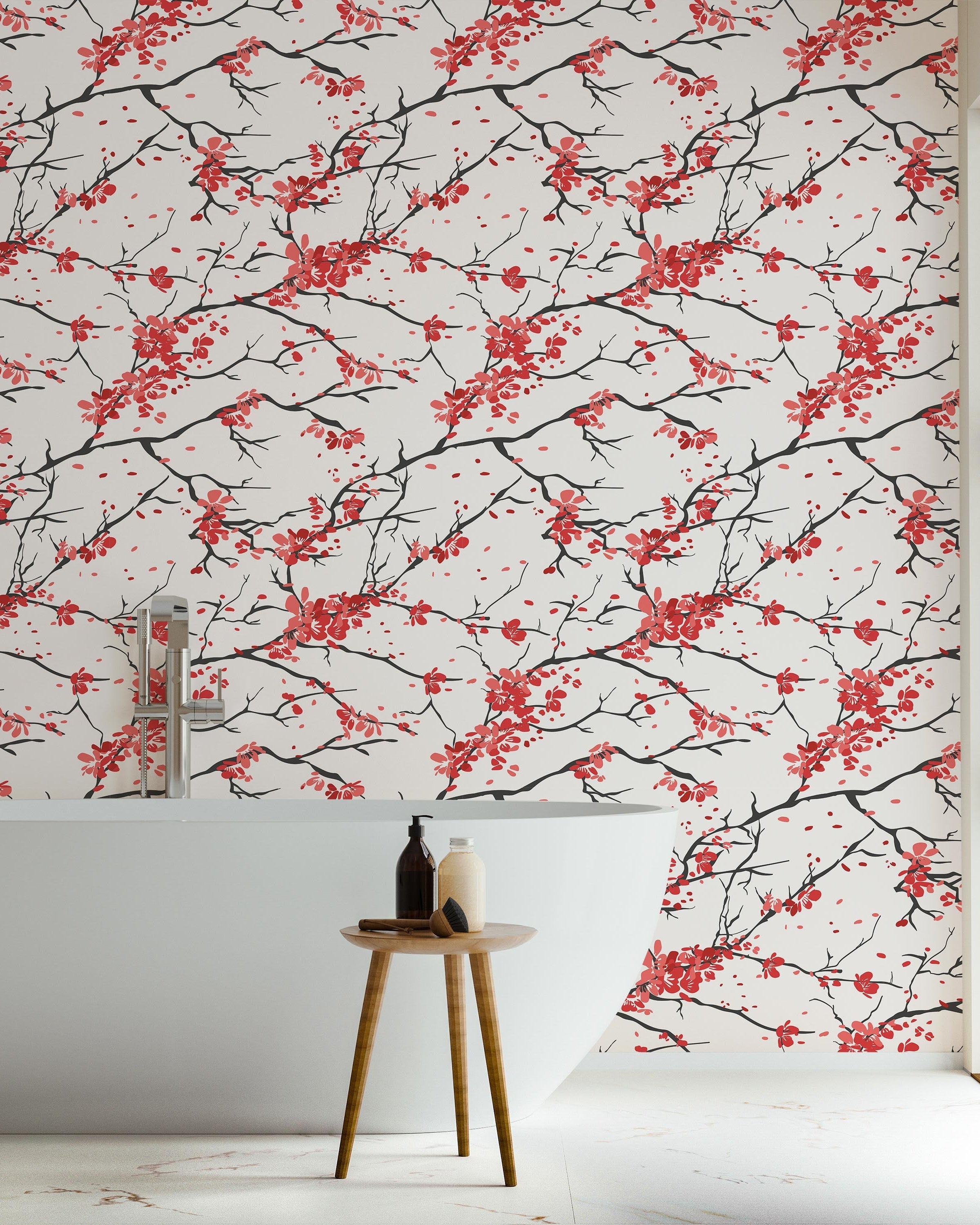 Japanese Cherry Peel and Stick Wallpaper, Removable Wallpaper, Traditional Wallpaper | DeccoPrint