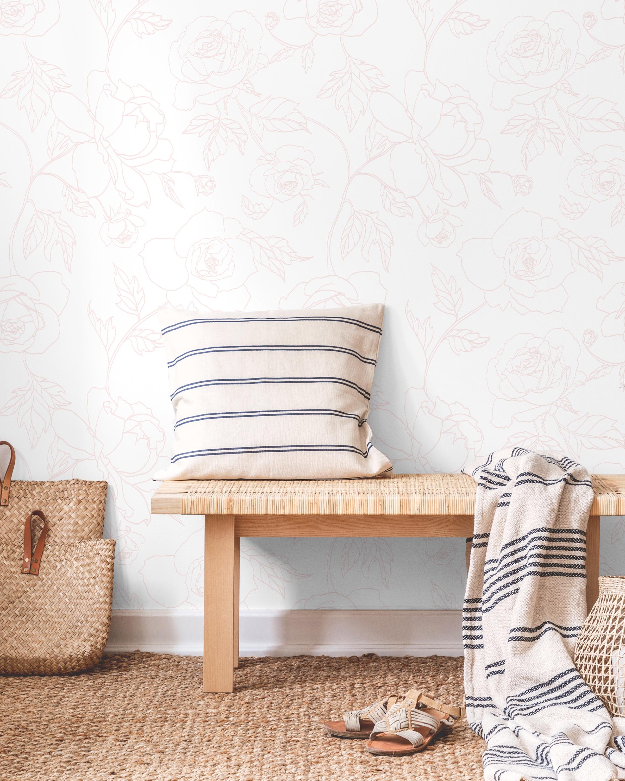 Rose Silhouette Peel and Stick Wallpaper, Removable Wallpaper, Traditional Wallpaper | DeccoPrint