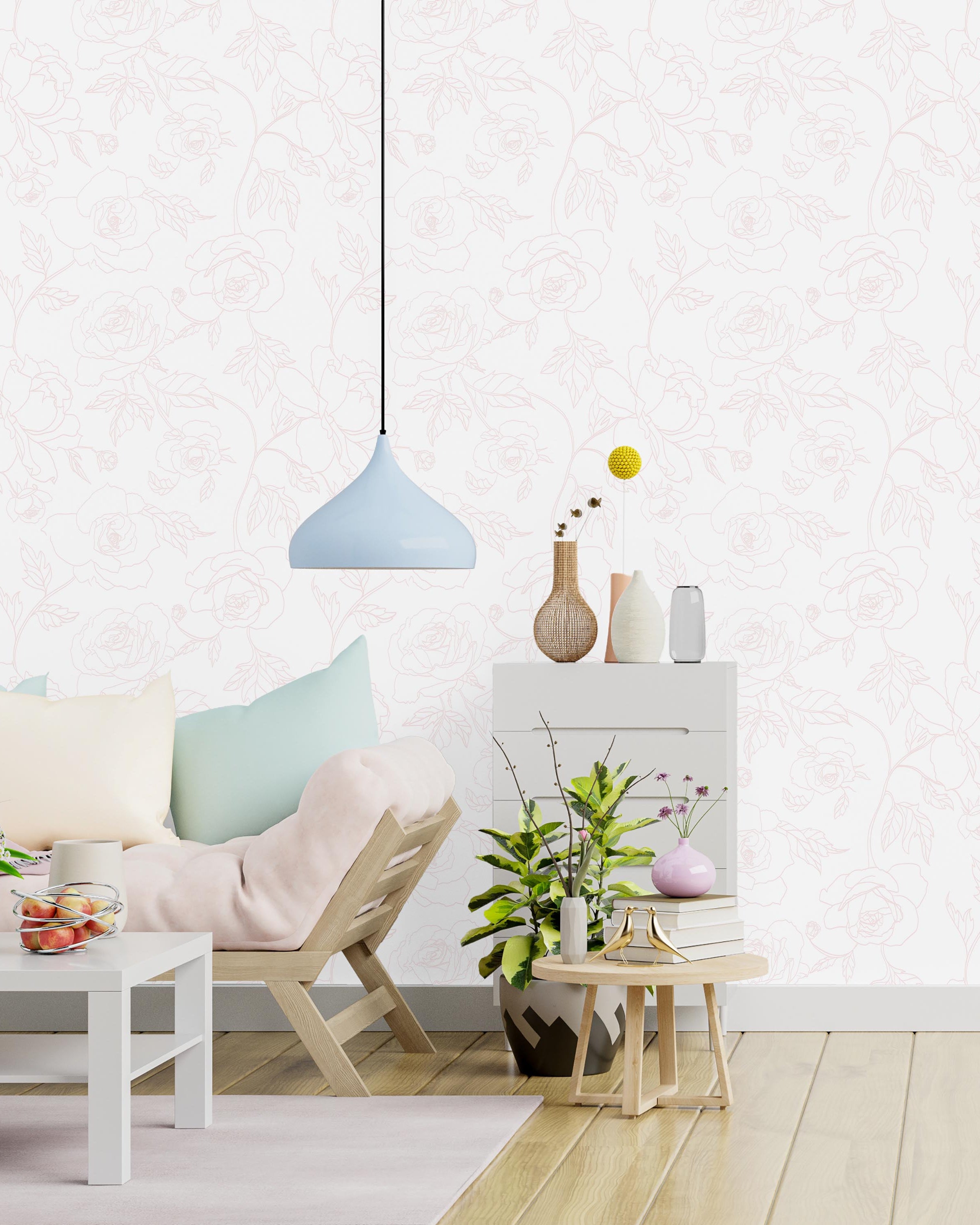 Rose Silhouette Peel and Stick Wallpaper, Removable Wallpaper, Traditional Wallpaper | DeccoPrint