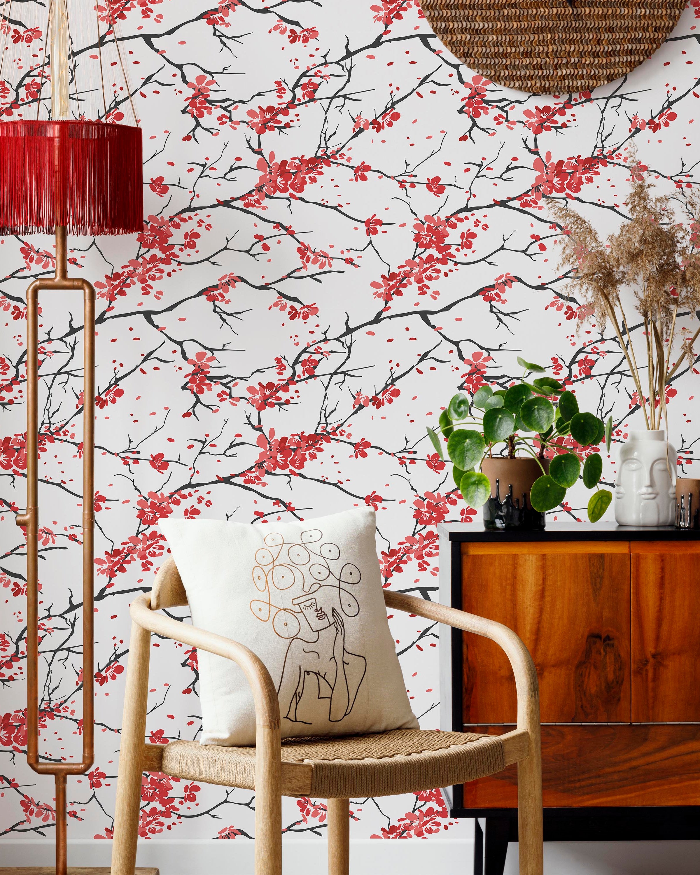 Japanese Cherry Peel and Stick Wallpaper, Removable Wallpaper, Traditional Wallpaper | DeccoPrint