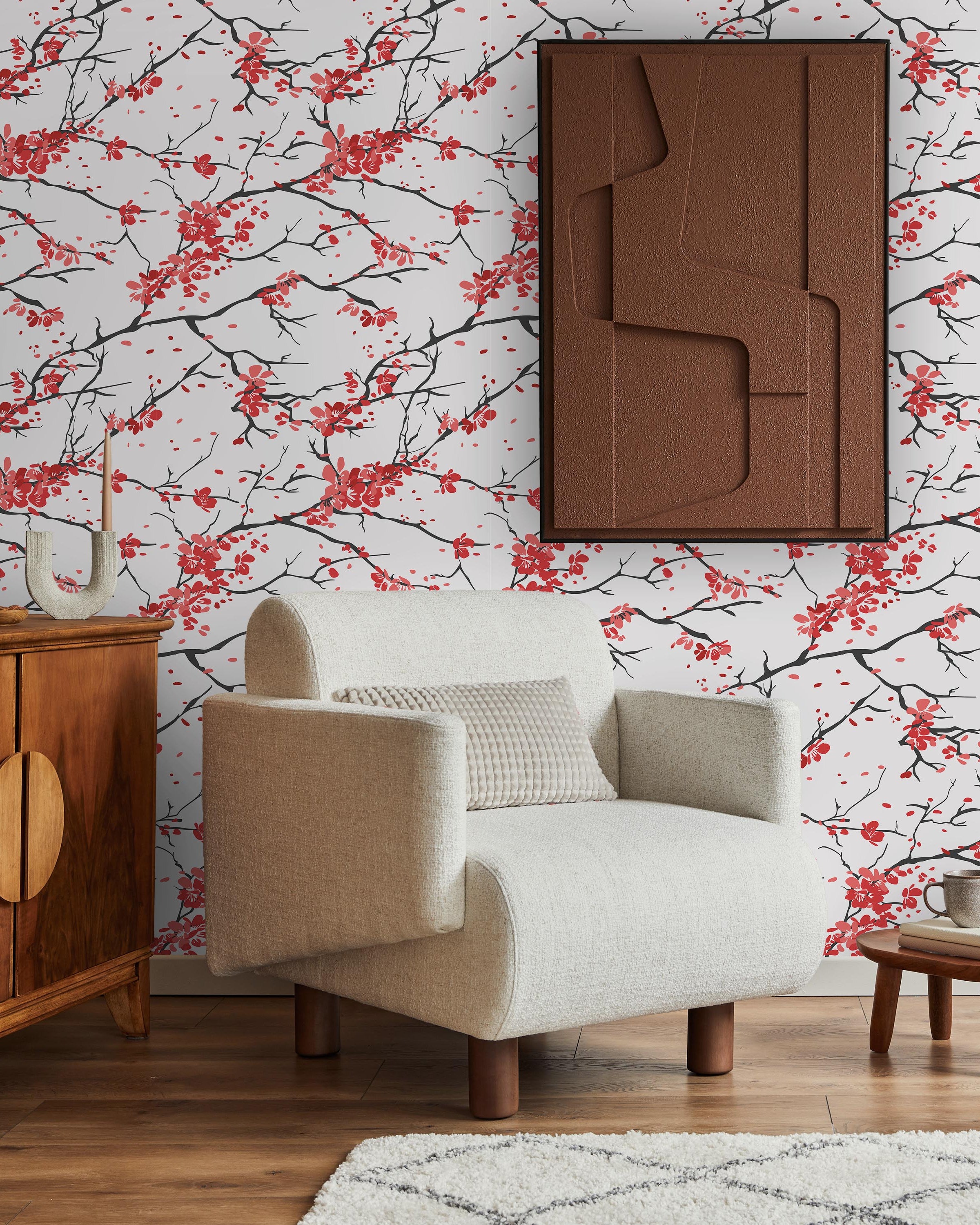 Japanese Cherry Peel and Stick Wallpaper, Removable Wallpaper, Traditional Wallpaper | DeccoPrint