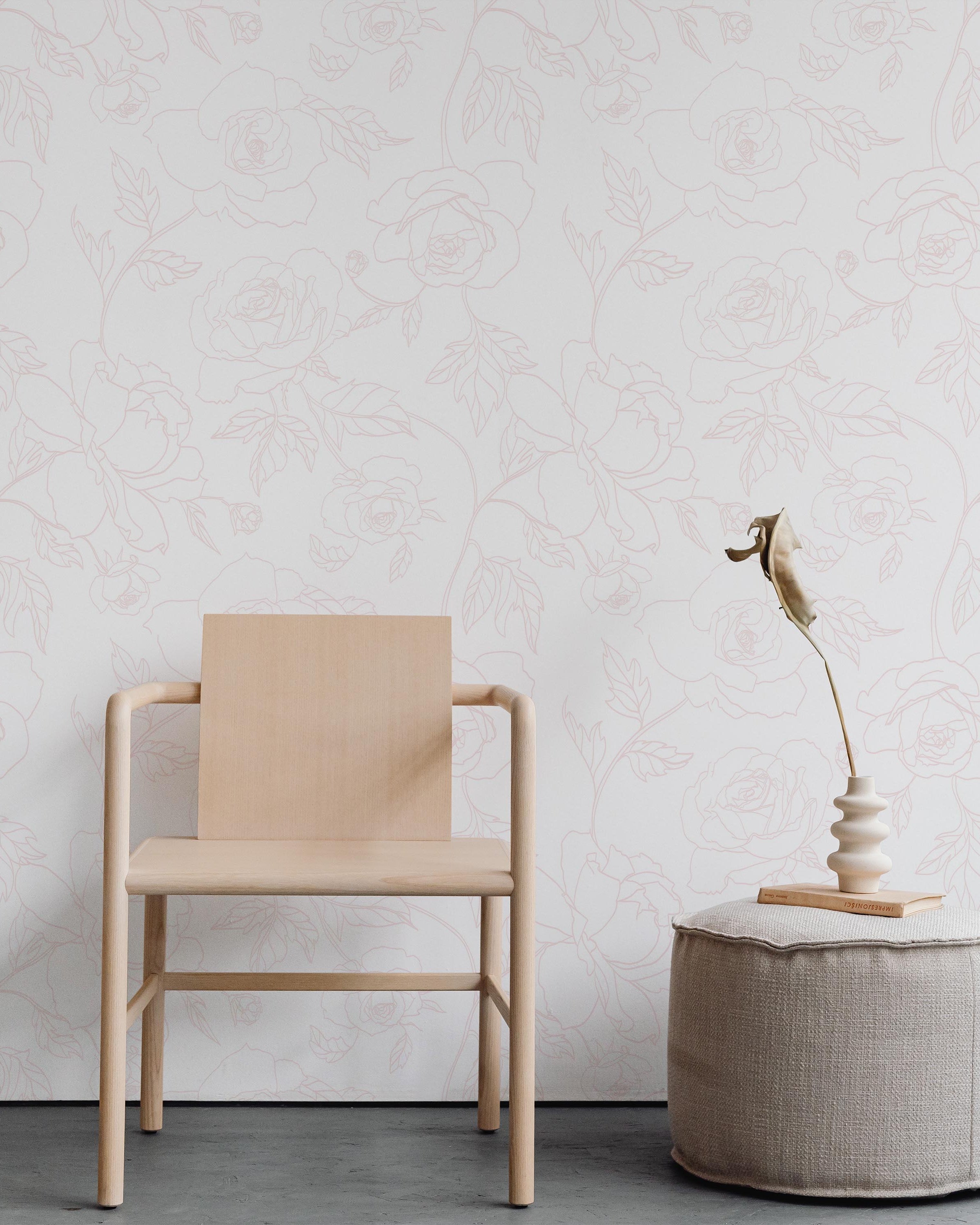 Rose Silhouette Peel and Stick Wallpaper, Removable Wallpaper, Traditional Wallpaper | DeccoPrint