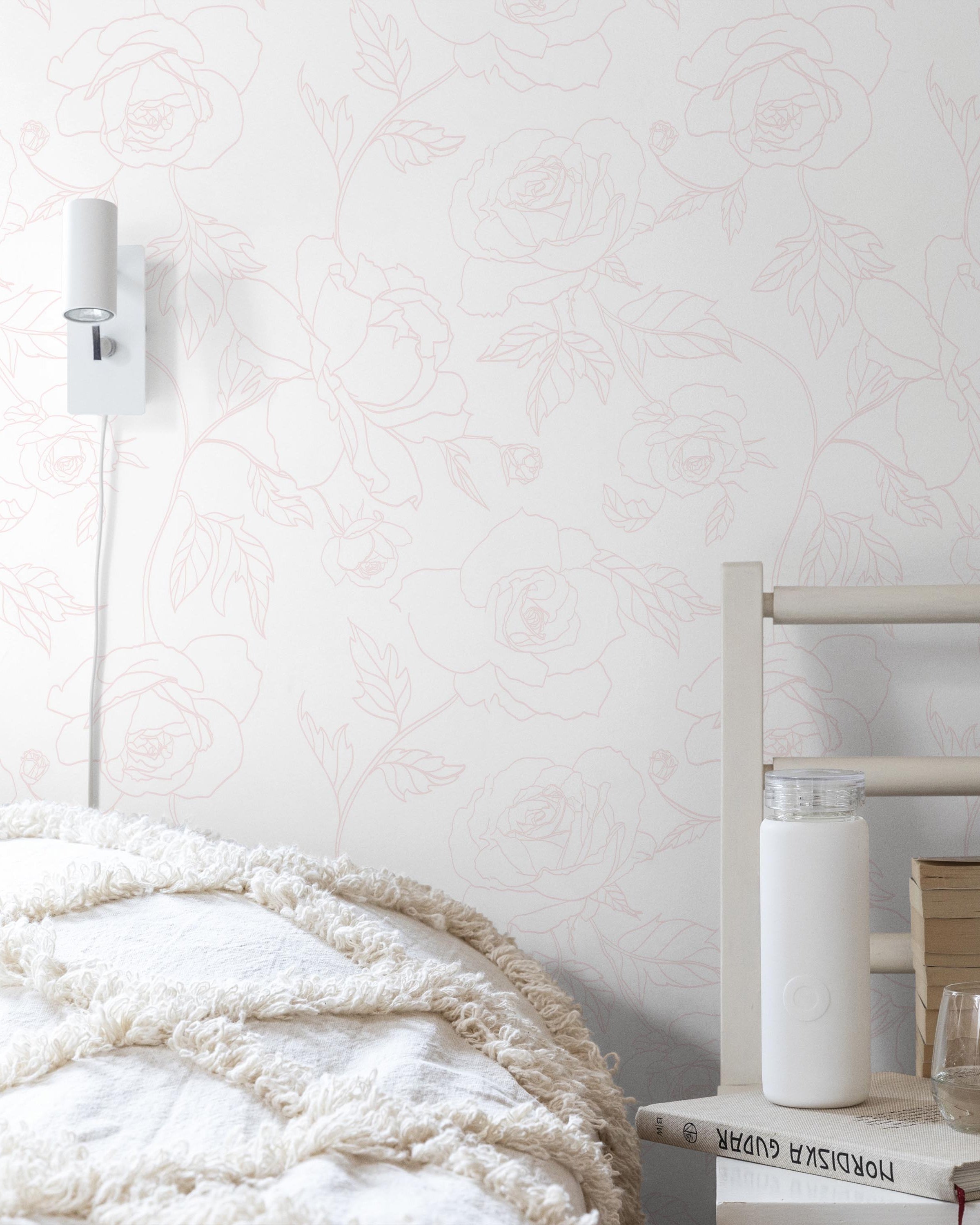 Rose Silhouette Peel and Stick Wallpaper, Removable Wallpaper, Traditional Wallpaper | DeccoPrint