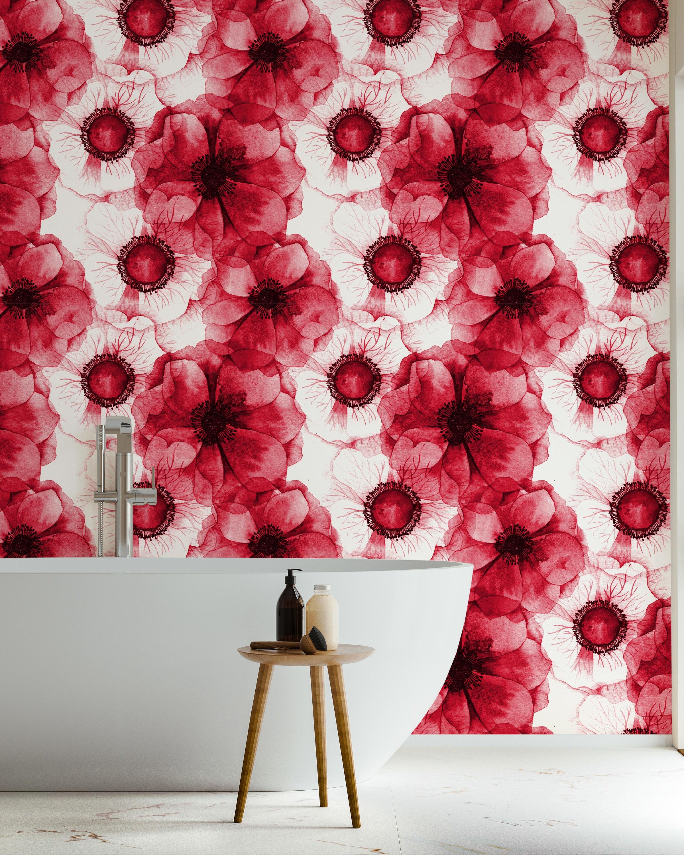 Wild Poppies Peel and Stick Wallpaper, Removable Wallpaper, Traditional Wallpaper | DeccoPrint