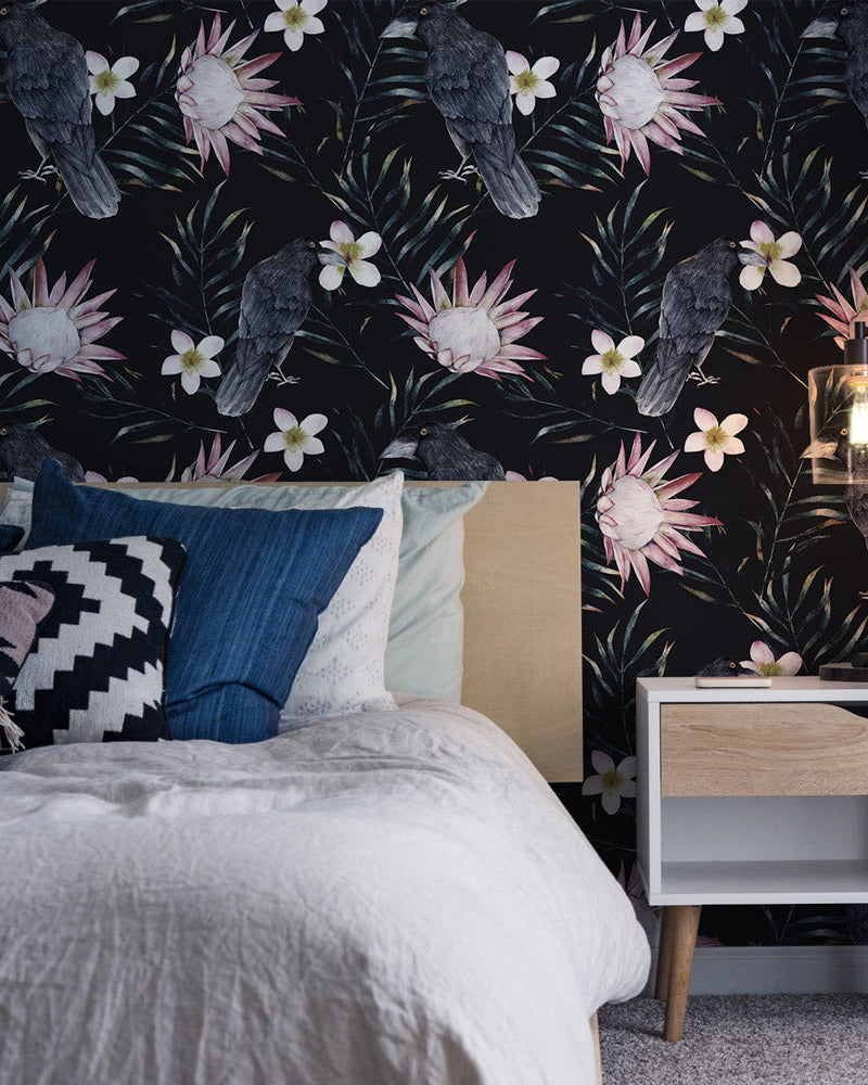 Gothic Raven Peel and Stick Wallpaper, Removable Wallpaper, Traditional Wallpaper | DeccoPrint