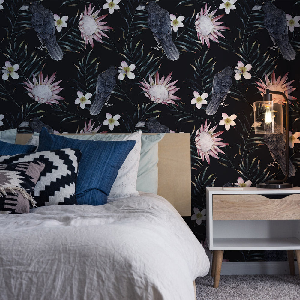 Gothic Raven Peel and Stick Wallpaper, Removable Wallpaper, Traditional Wallpaper | DeccoPrint