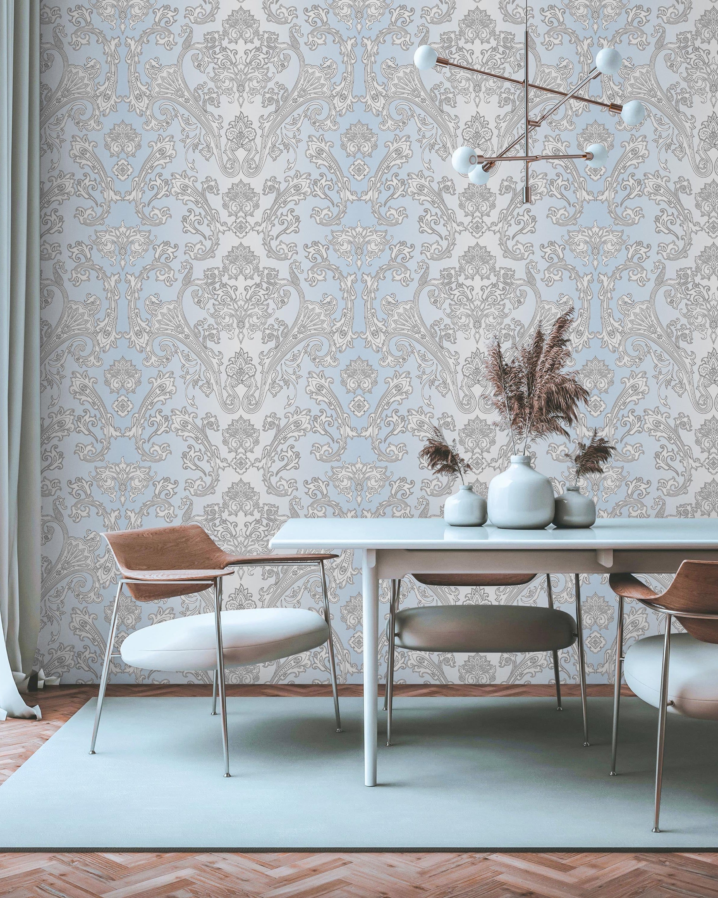 Vintage Damask Peel and Stick Wallpaper, Removable Wallpaper, Traditional Wallpaper | DeccoPrint