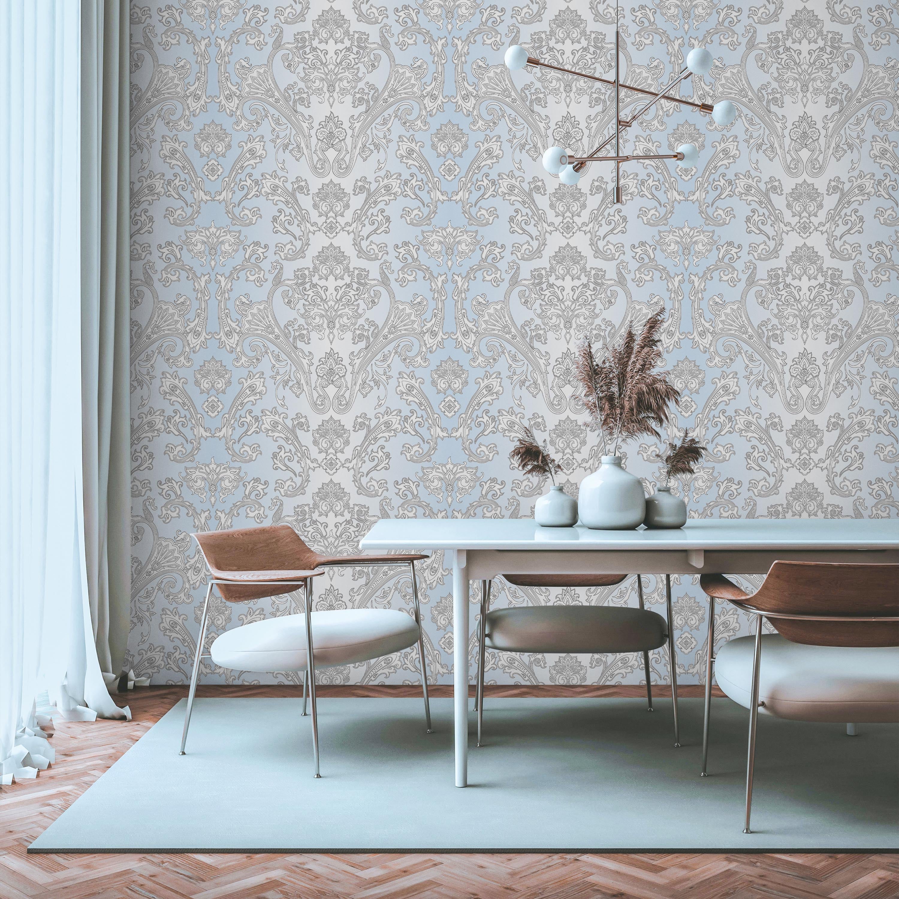 Vintage Damask Peel and Stick Wallpaper, Removable Wallpaper, Traditional Wallpaper | DeccoPrint