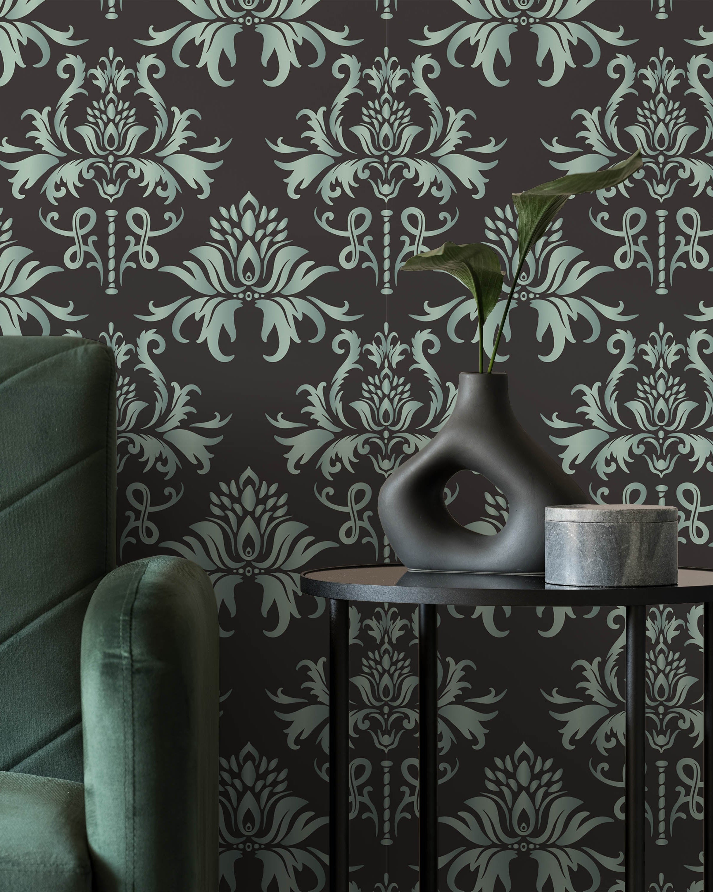 Old-school Damask Peel and Stick Wallpaper, Removable Wallpaper, Traditional Wallpaper | DeccoPrint
