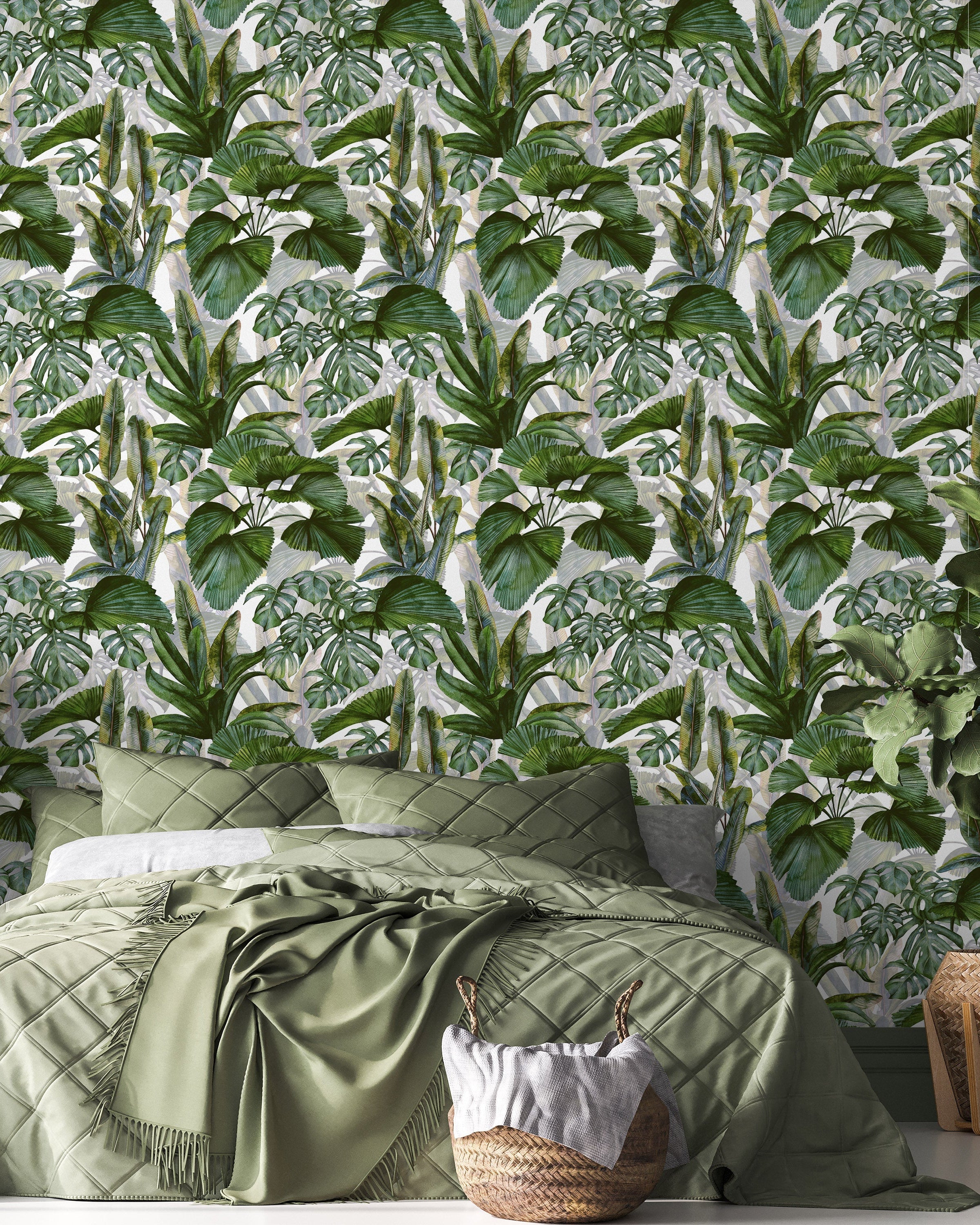 Layered Tropics Peel and Stick Wallpaper, Removable Wallpaper, Traditional Wallpaper | DeccoPrint